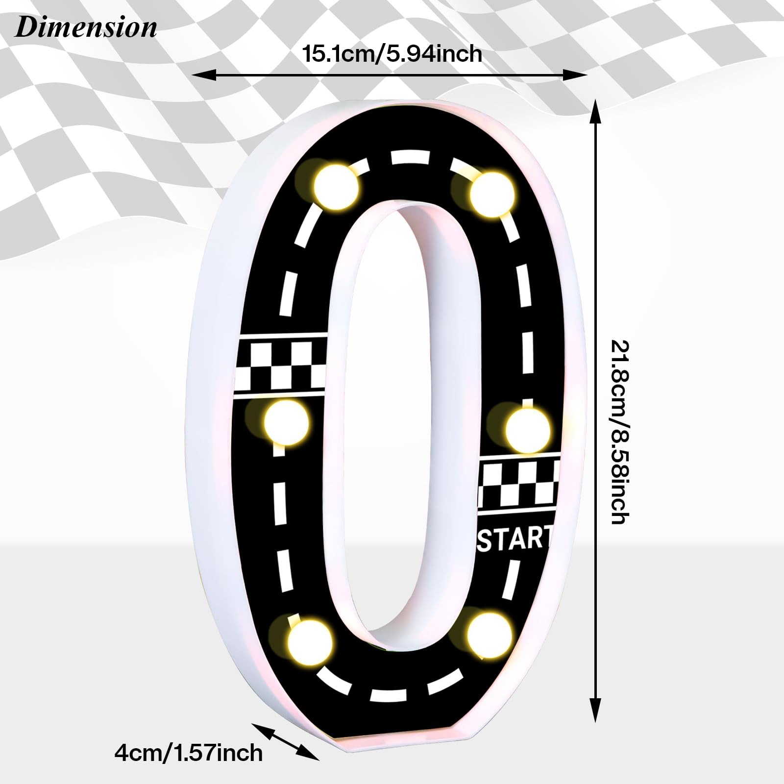 AXBMM Racing Car Light Up Sign Birthday Decorations 1 Polypropylene White+Black Model XY-298