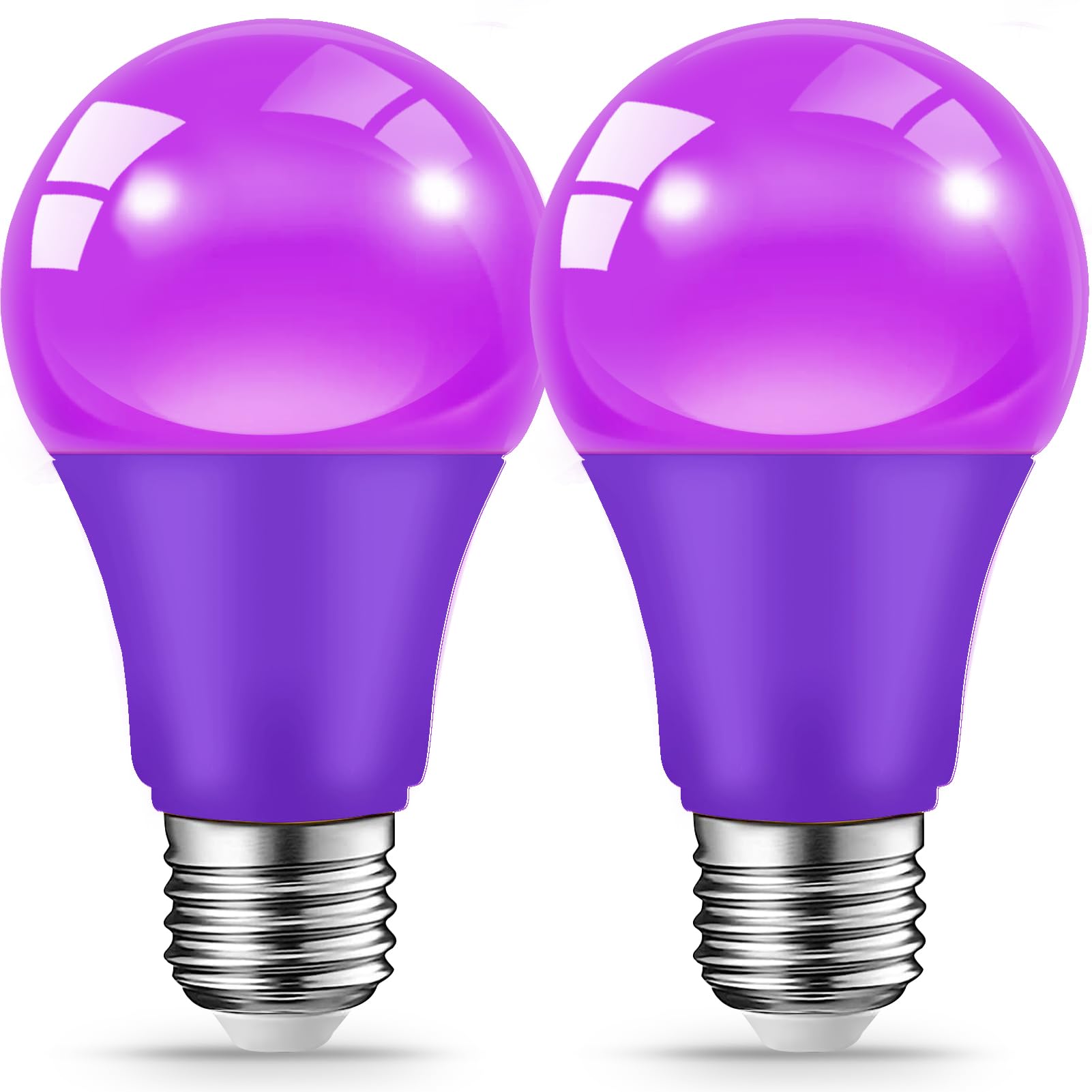 Jaheks Purple Light Bulbs For Outdoor Porch, 9W(60W Equivalent) E26 Base Led Purple Bulb For Halloween Christmas Wedding,Party,Bar,Holiday Lighting,Home Decor, 2-Pack