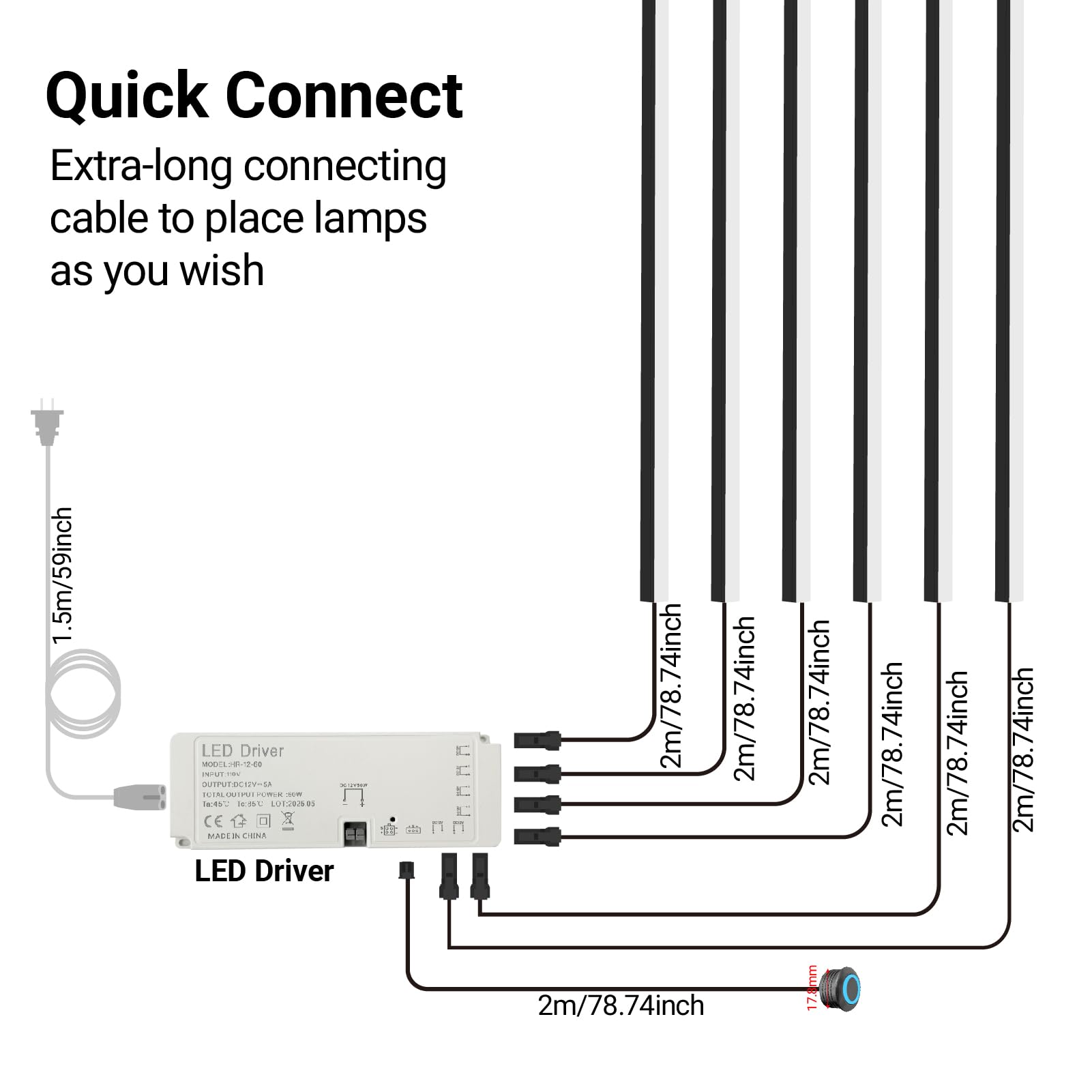 Hamrvl Black Led Recessed Lighting Kit - 6 Pcs Dc12V White Led Light With Smart Switch Adapter 3000K Self-Adhesive Wall Panel Lights For Wood Slat Wall Panels Headboards Stairs Under Cabinet Lighting