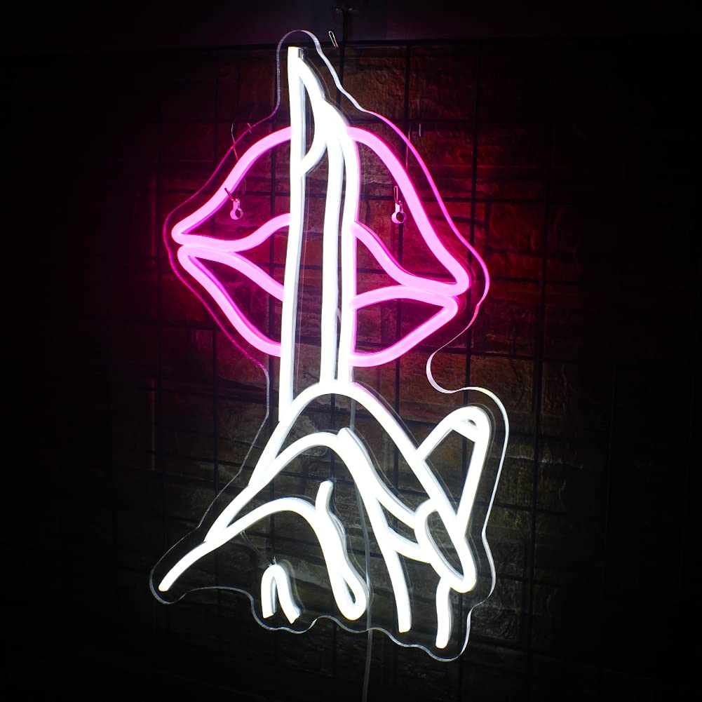 JURONGYILU Neon Lips Sign LED Wall Decor USB Powered Acrylic 16.5inx11.2in Colorful-lip Model