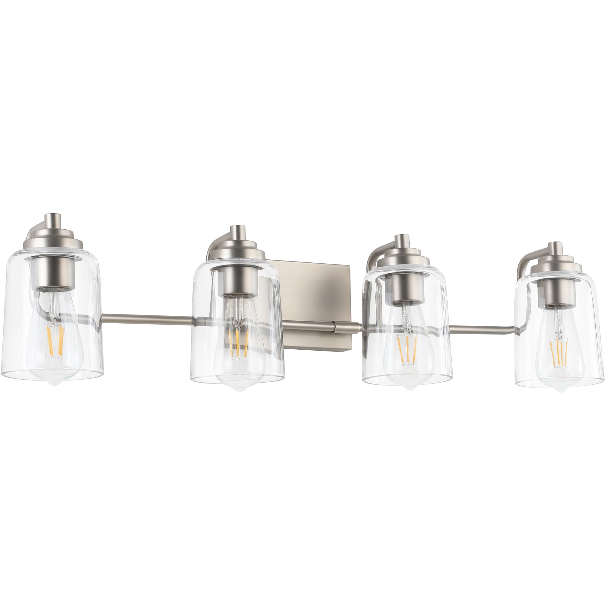 Solfart Brushed Nickel Bathroom Light Fixtures Over Mirror 4 Lights Nickel Vanity Lights For Bathroom Wall Scone Lights For Bath