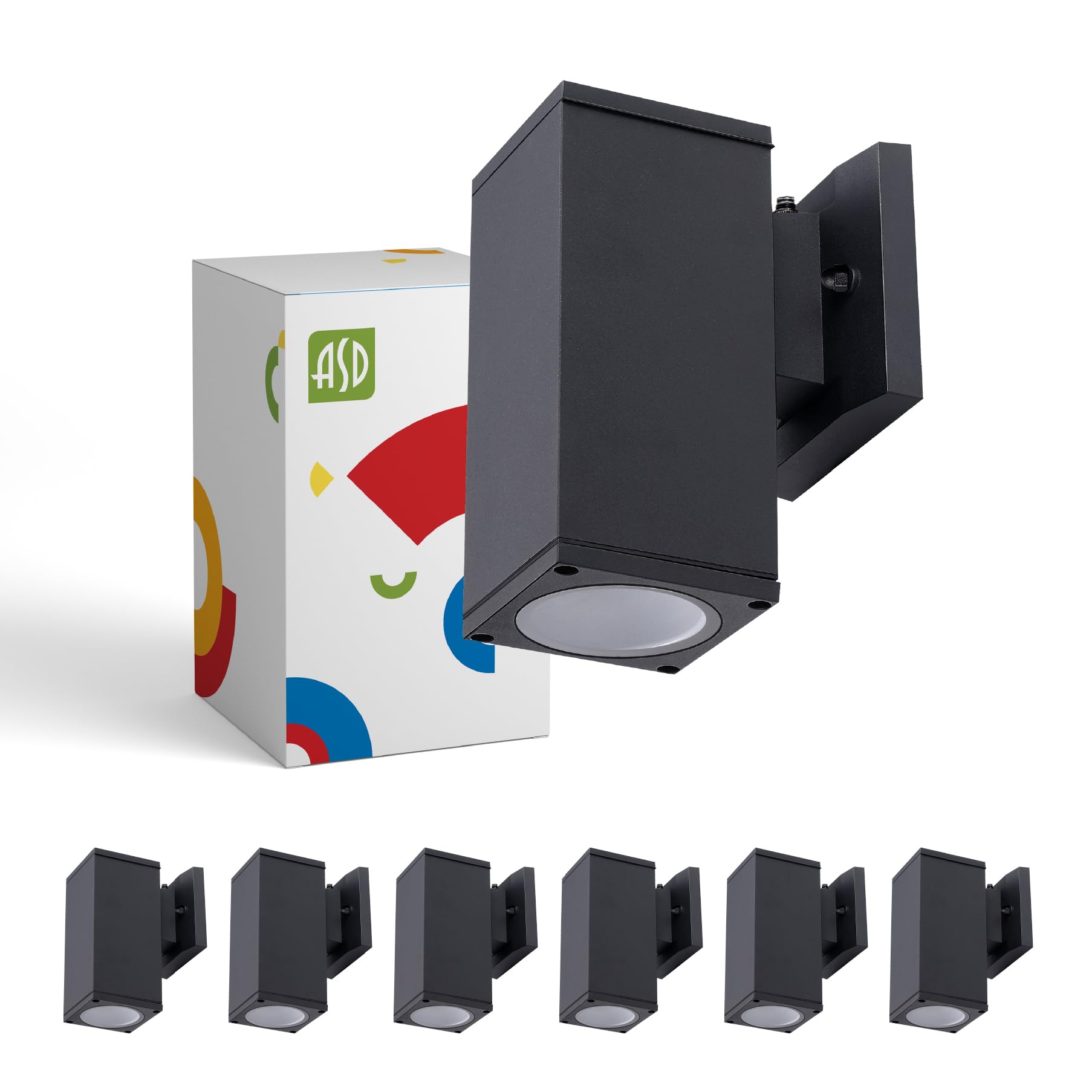 ASD 1 Light Outdoor Wall Light Fixture | Dusk to Dawn | 60W E26 Socket | Square | Black | Model A-OCLS1I-2660PCBK(6) |