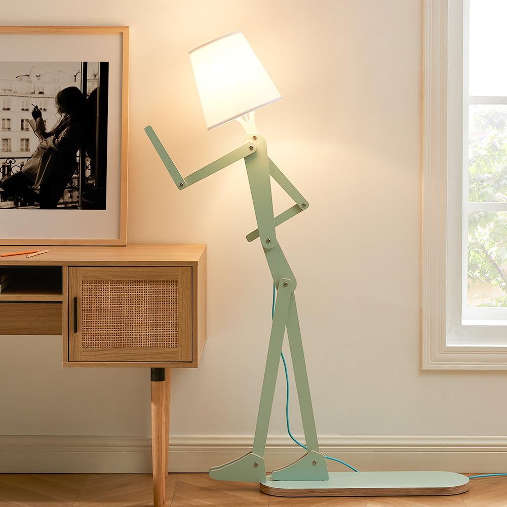HROOME Unique Mini Wood Floor Lamp for Living Room Bedroom Office Farmhouse - Cute Corner Decorative Reading Standing Light Crea