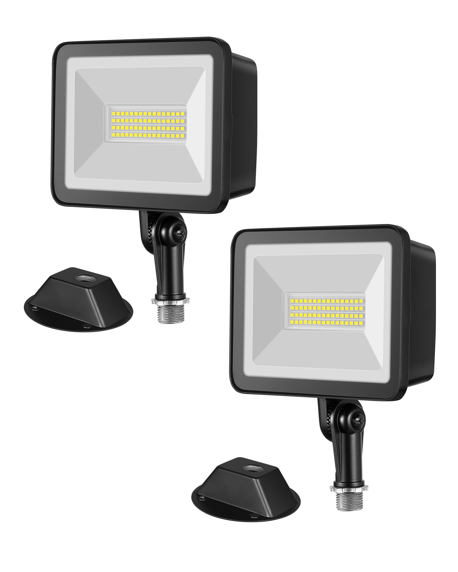 EDISHINE 2 Pack 6800LM LED Flood Lights Outdoor with Knuckle Mount, 46W Super Bright Security Lights, 5000K, IP65 Waterproof Sec