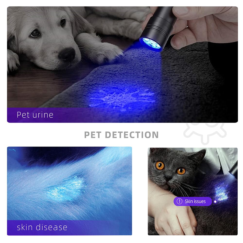 black light flashlight for pet urine GLOSSDAY UV Light, 100 LED Black Flashlight Dog/Cat Detector, Scorpions Finder which 395nm light cant UV Flashlight Black Light Mini