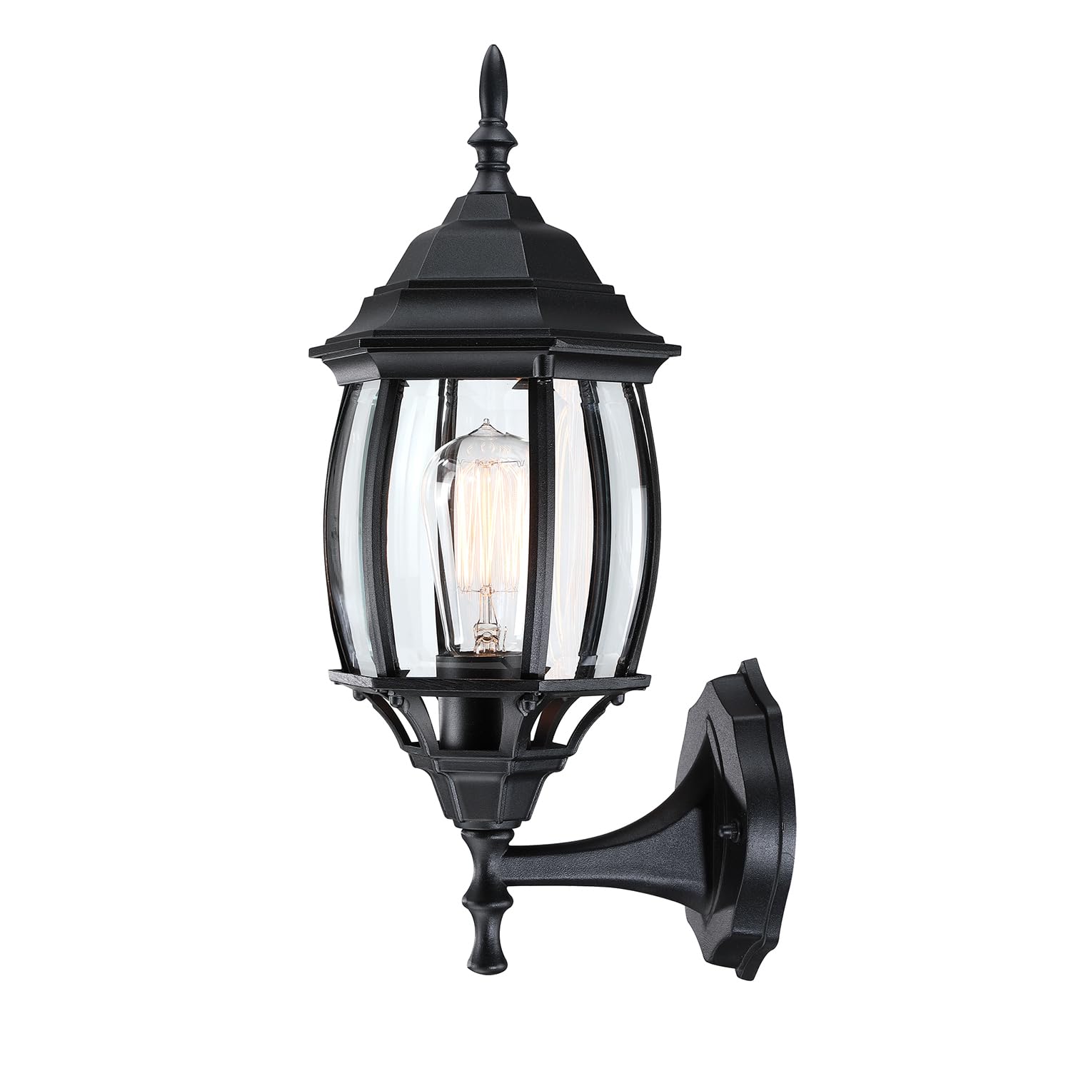 Faymart Lighting 2 Pack Black Outdoor Wall Lights, 16.8" Metal Lantern Sconce for Garage, Porch & Balcony, E26 Base