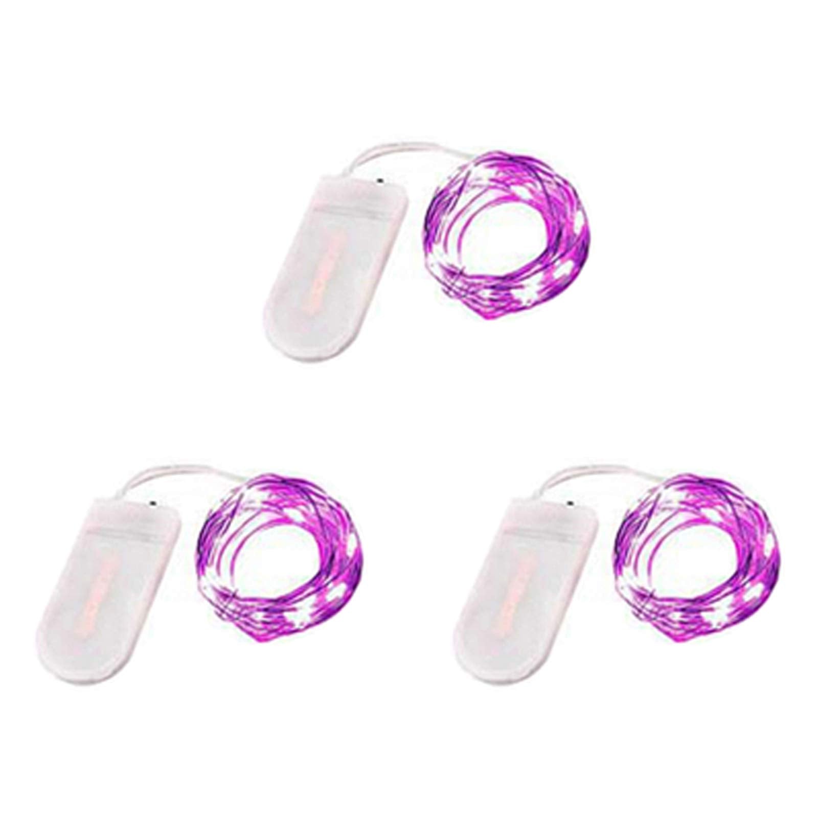 NiniTe LIGHTS 3 Pack Battery Operated Fairy Lights, 6.6ft, 20 LED, Copper Wire, Purple, Model 20cell-3p