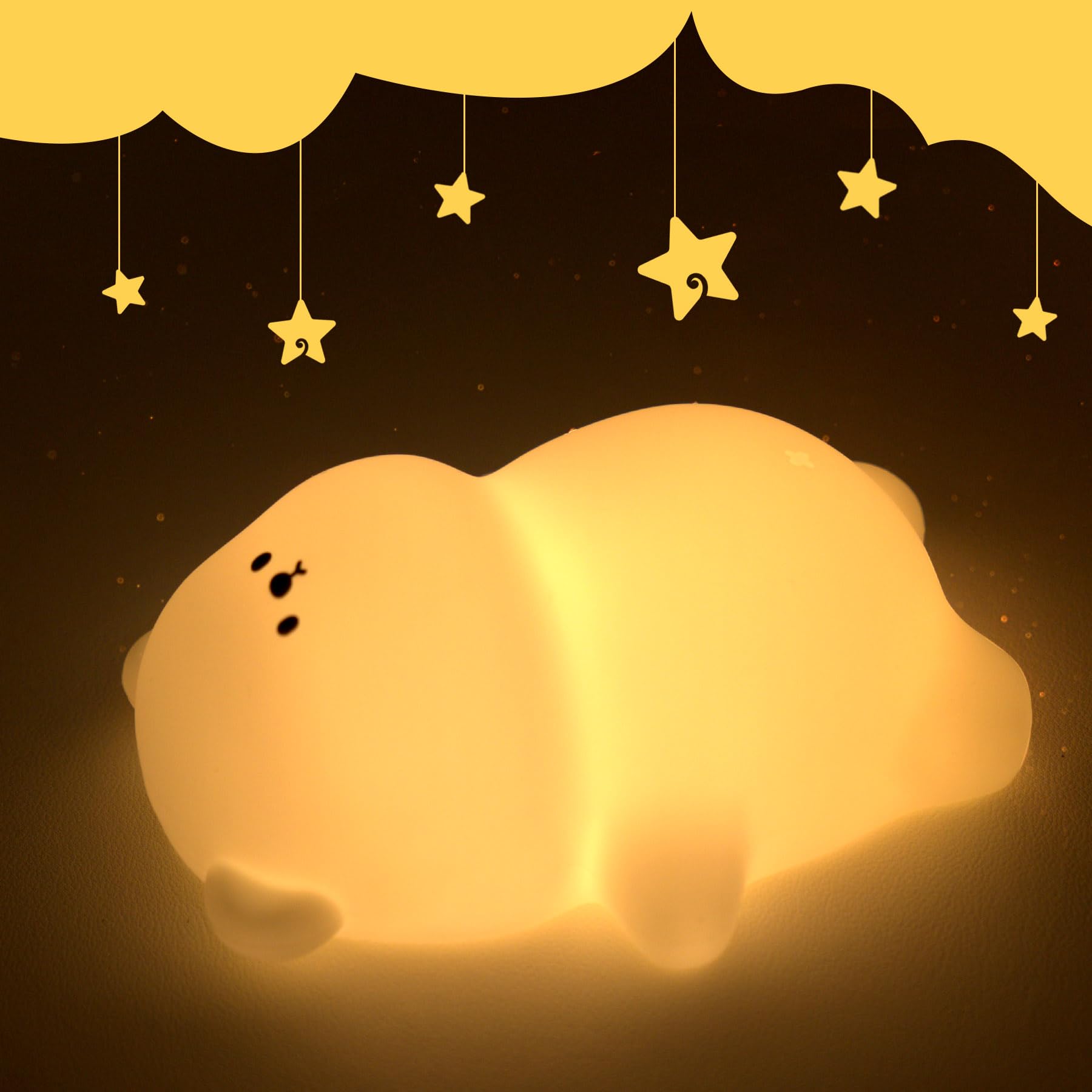 WANIDEA Night Light for Kids, Rechargeable Silicone Bunny, 7 Color RGB, 3 Levels Dimming, Model BD-NL-27, Color Bear