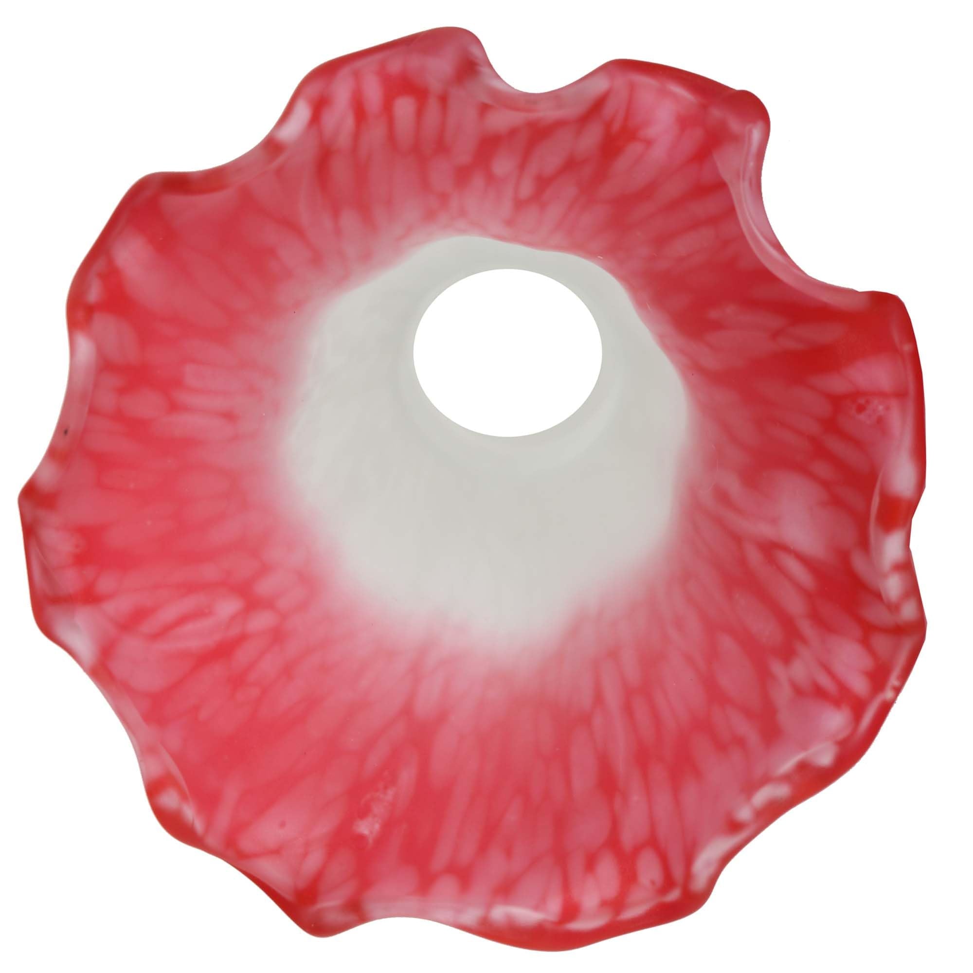 Bieye Ls06S Lily Flower Blown Glass Lampshade (White Red, Opening I.D. 0.87'' X O.D. 1'')