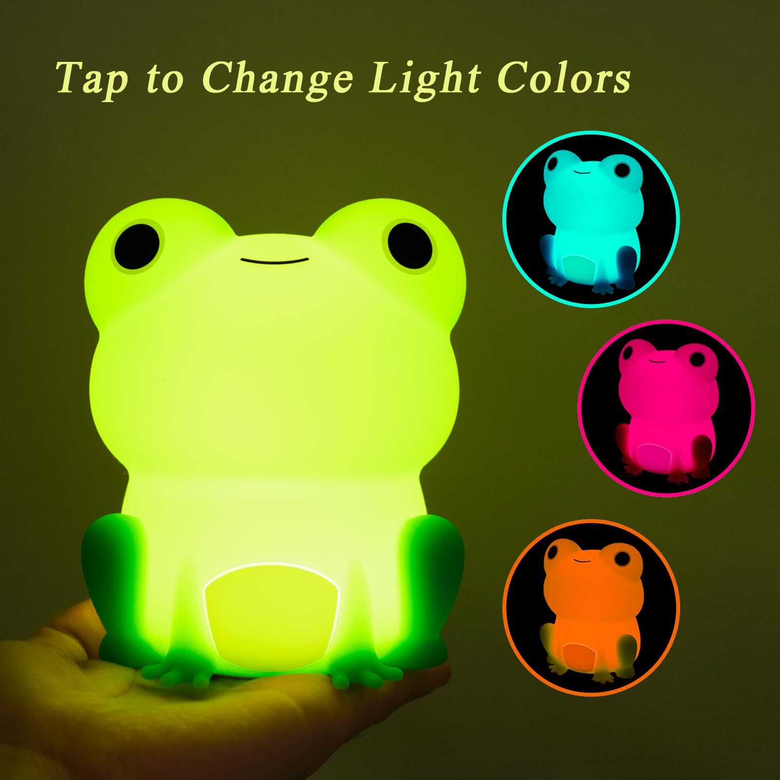Smoorita Night Light For Kids, Frog Lamp With Cute Frog Stickers, Night Lamp Bedroom Nightlight For Baby Girl Boy Teem, Silicone