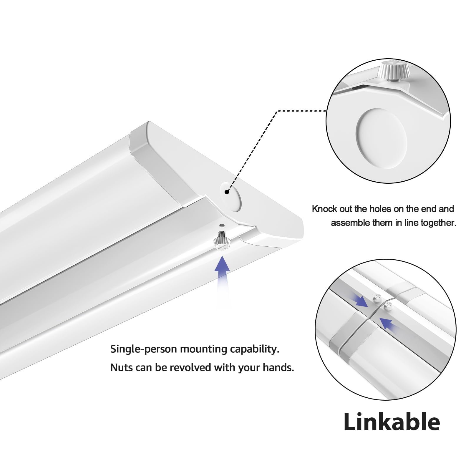 Antlux Ultra Slim 4Ft Led Wraparound Light, 50W 4 Foot Shop Lights For Garage, No Glare, 5600Lm, 5000K, Compact Flush Mount Ceil