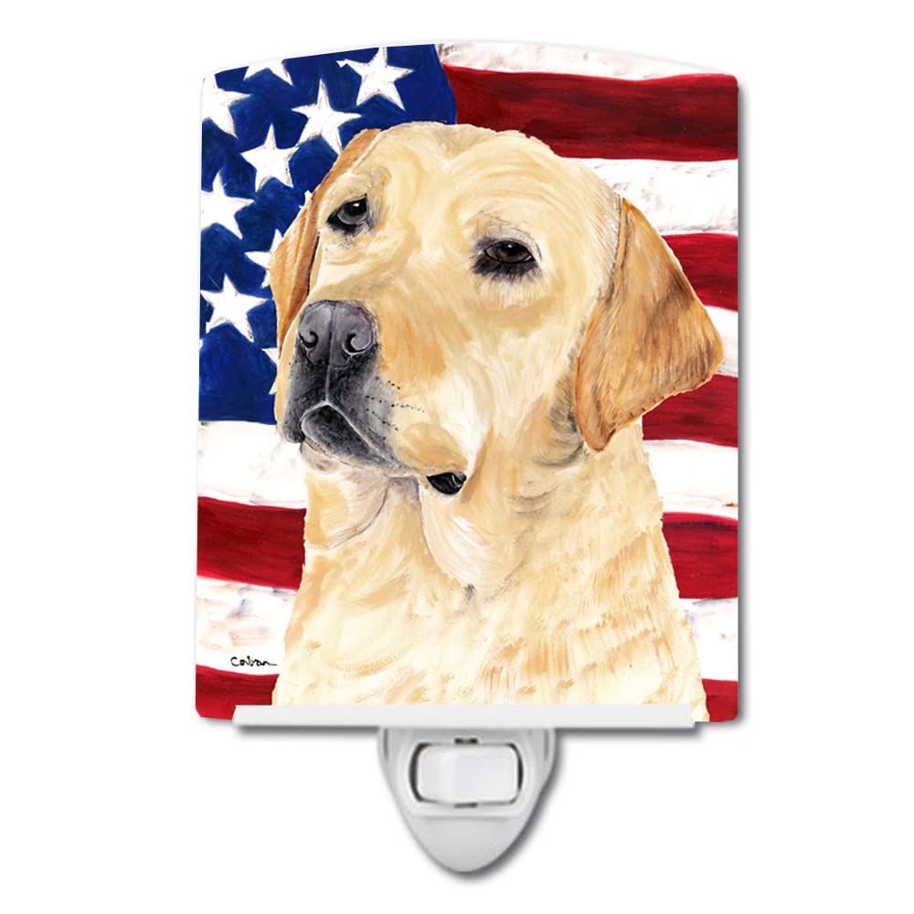 Carolines Treasures Ceramic Night Light, USA American Flag, 6x4x3in, Labrador 9018, Model SC9018CNL, UL-Certified, Multicolor