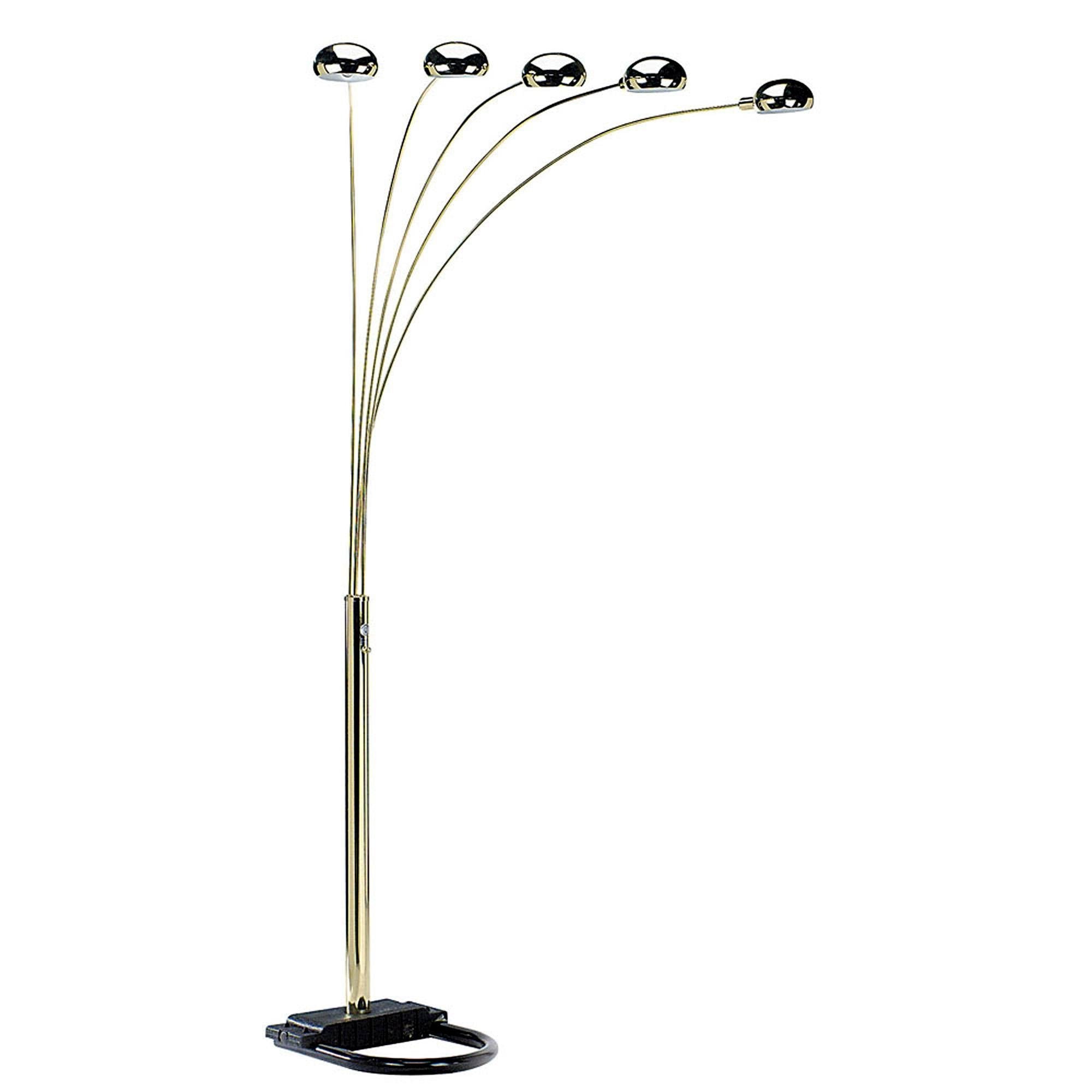 Ore International 6962G 5 Arm Arch Floor Lamp, Metal, 84in x 20in x 20in, Gold