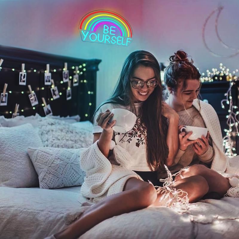WLHOPE Neon Sign for St. Patricks Day, Dimmable Rainbow Clover Light, 32 cm x 34 cm, Acrylic Wall Decor for Bedroom Living Room