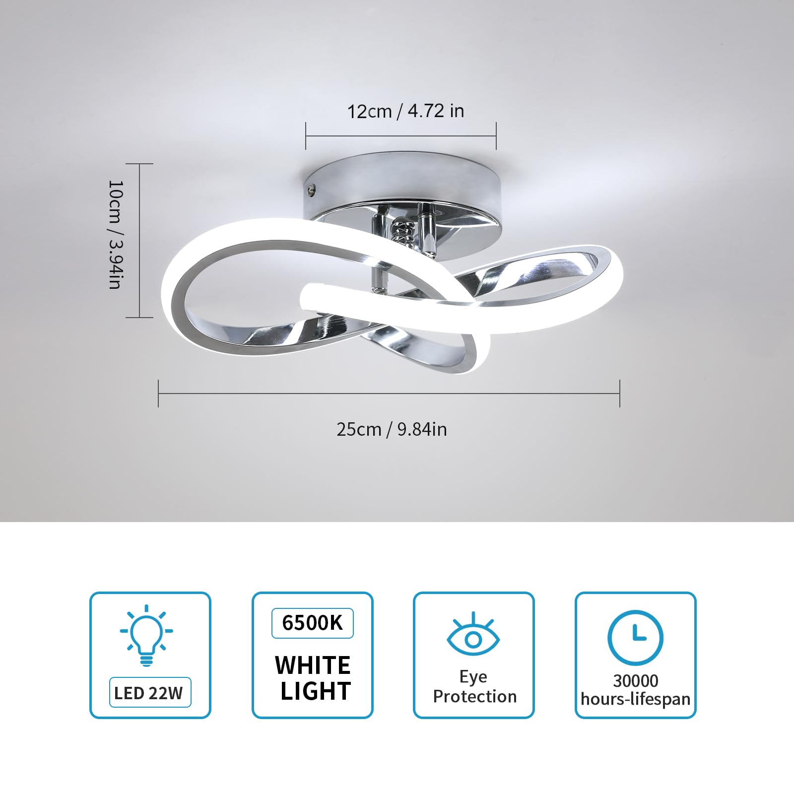 Daxgd Modern Led Ceiling Light, 22W Led 6500K Cool White Spiral Design Hallway Ceiling Light Fixtures For Corridor Aisle Balcony