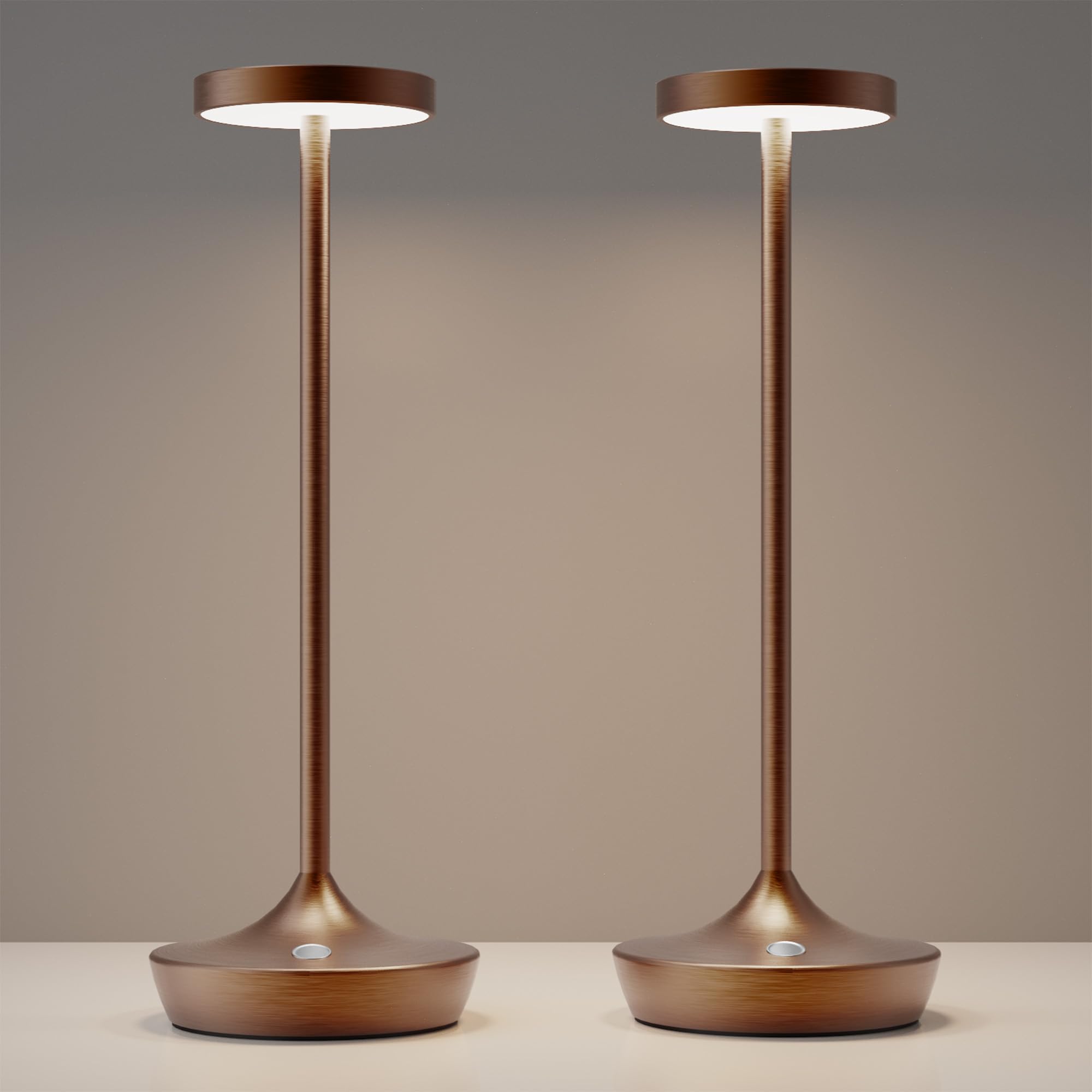 YHT Cordless LED Desk Lamp, 6000mAh Battery, Waterproof, Dimmable, Portable, Brown 2P, Model X86