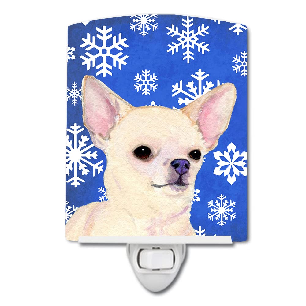 Carolines Treasures Chihuahua Winter Snowflakes Ceramic Night Light, 6x4x3in, Multicolor, Model SS4610CNL, UL-Certified