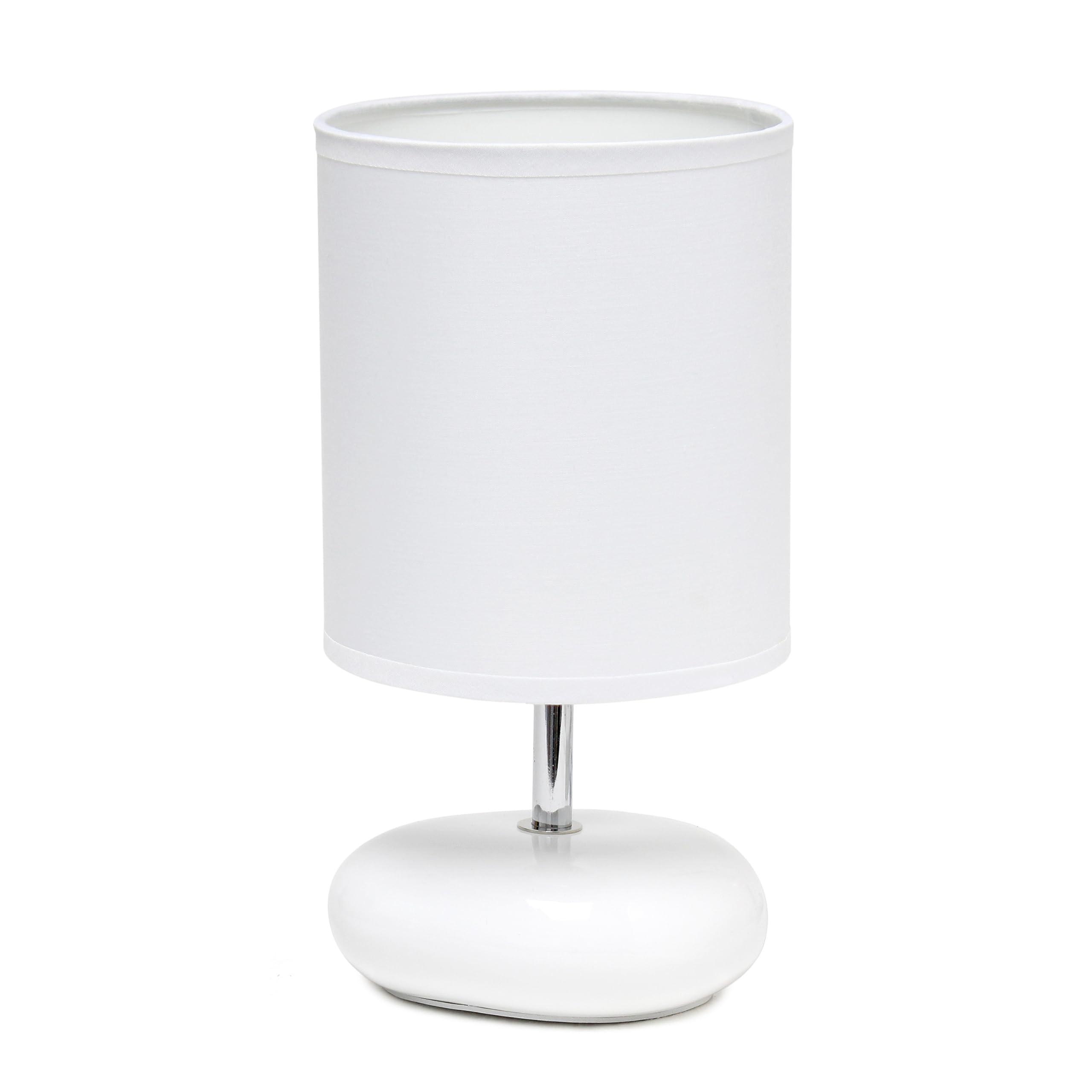 Simple Designs Lt1153-Wht Petite Circle Stone Table Lamp For Bedroom, Kids Room, Office, Living Room, Nursery, Reading Nook, Whi