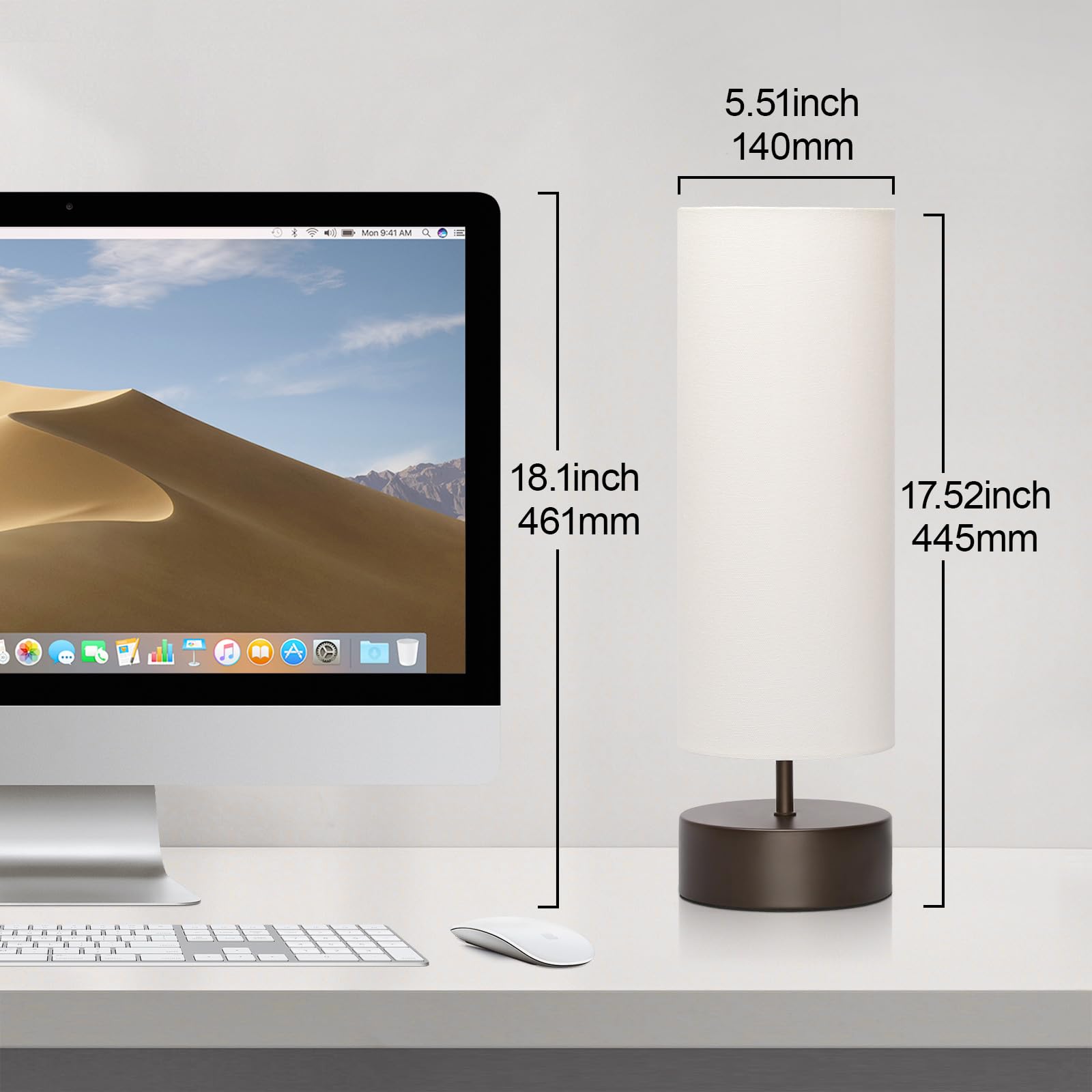 3 Way Dimmable Touch Control Table Lamp, Bedside Table Lamp With Dark Brown Base, Modern Nightstand Lamp With Beige Shade, Simpl