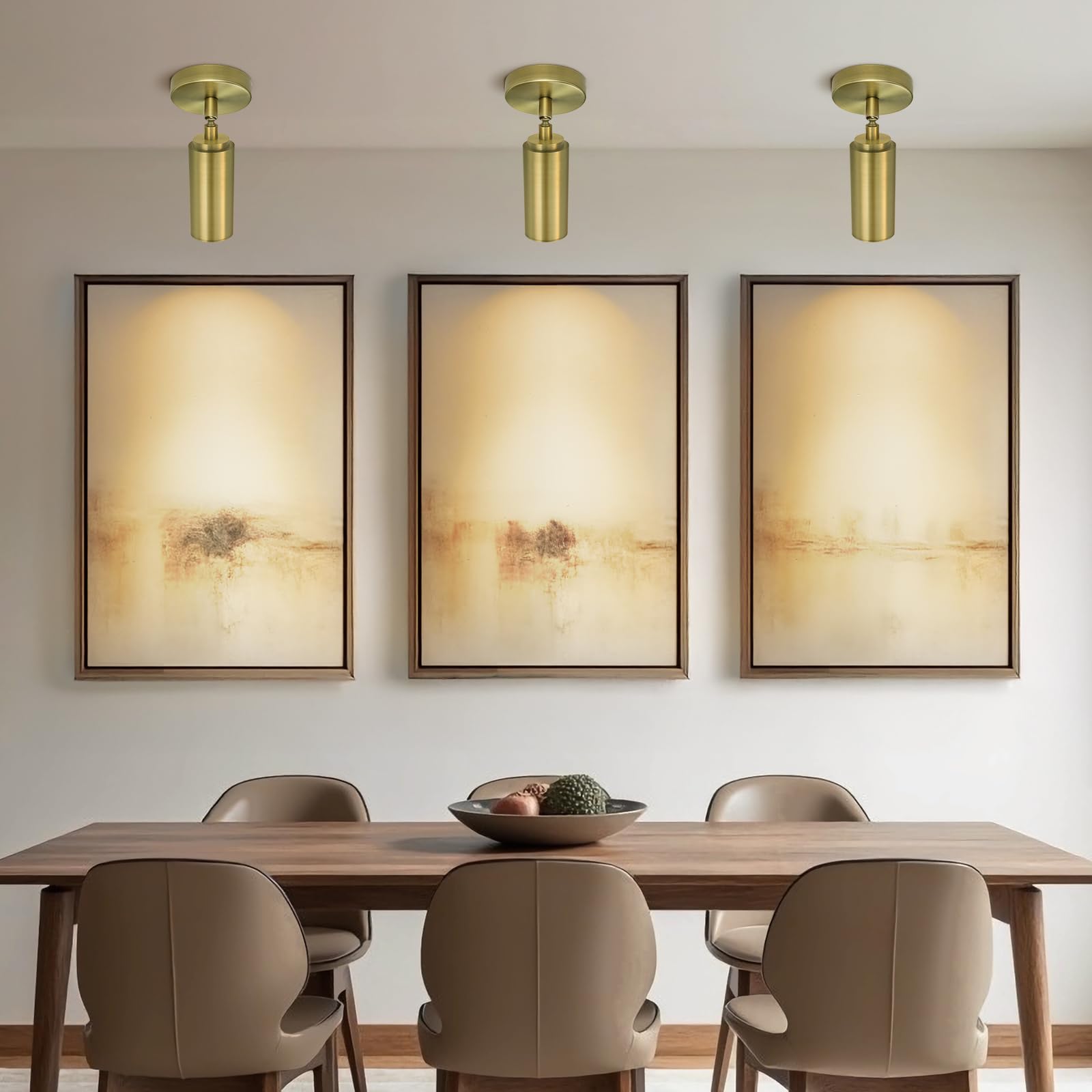 Brass Ceiling Spotlight, Hardwired Led Spot Lights, Flush Mounted Directional Indoor Spotlight Fixtures, Adjustable Monopoint Sp
