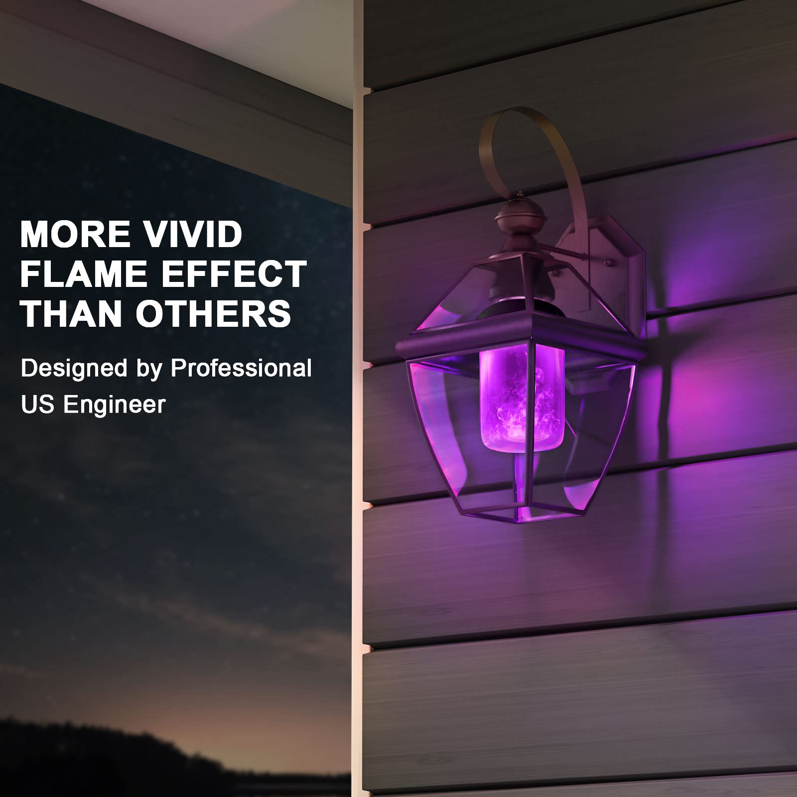 Hompavo Led Flame Light Bulbs - 4 Modes, E26/E27, Halloween & Christmas Decor, Purple, 4 Pack