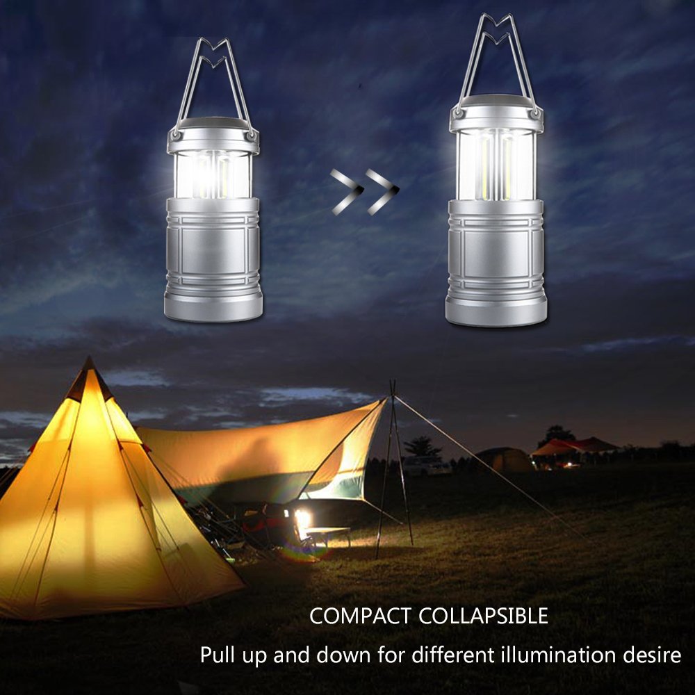 Miuree 2 Pack Camping Lantern 500 Lumens Portable LED for Emergency, Hurricane, Storms, Gray