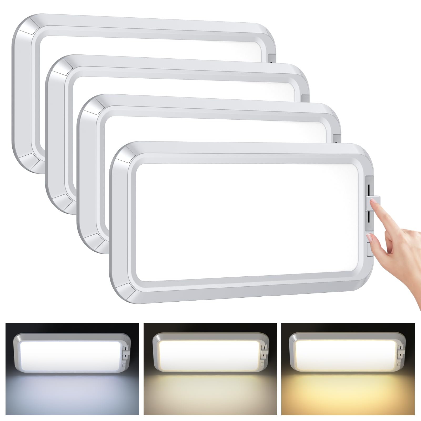 BlueFire RV Interior LED Dome Lights, 700LM Dimmable, 7W, DC10-30V, 4PCS, Acrylic, 3 Color TEM