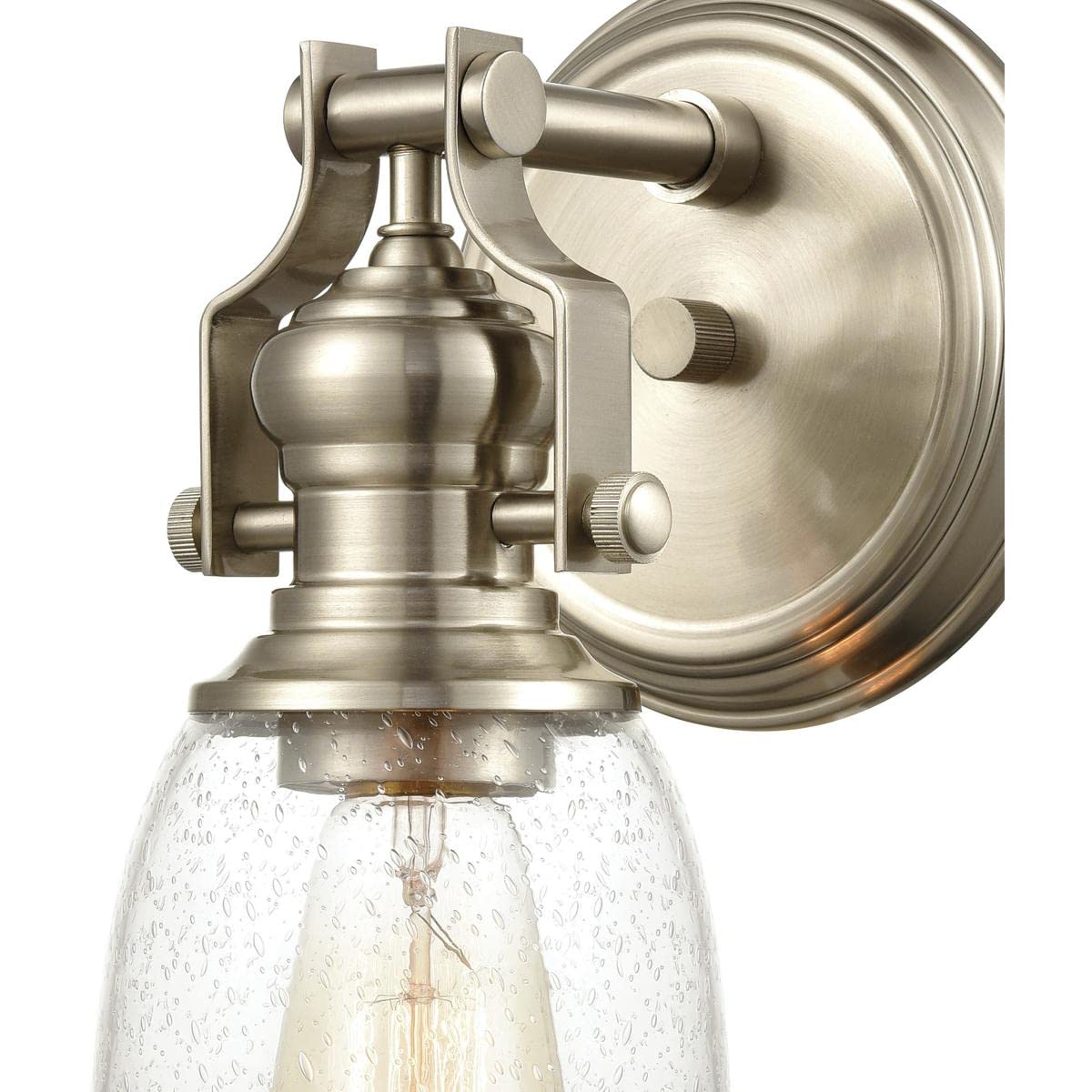 Elk Home Chadwick 1-Light Vanity Light, Satin Nickel With Clear Seeded Glass, Transitional Style