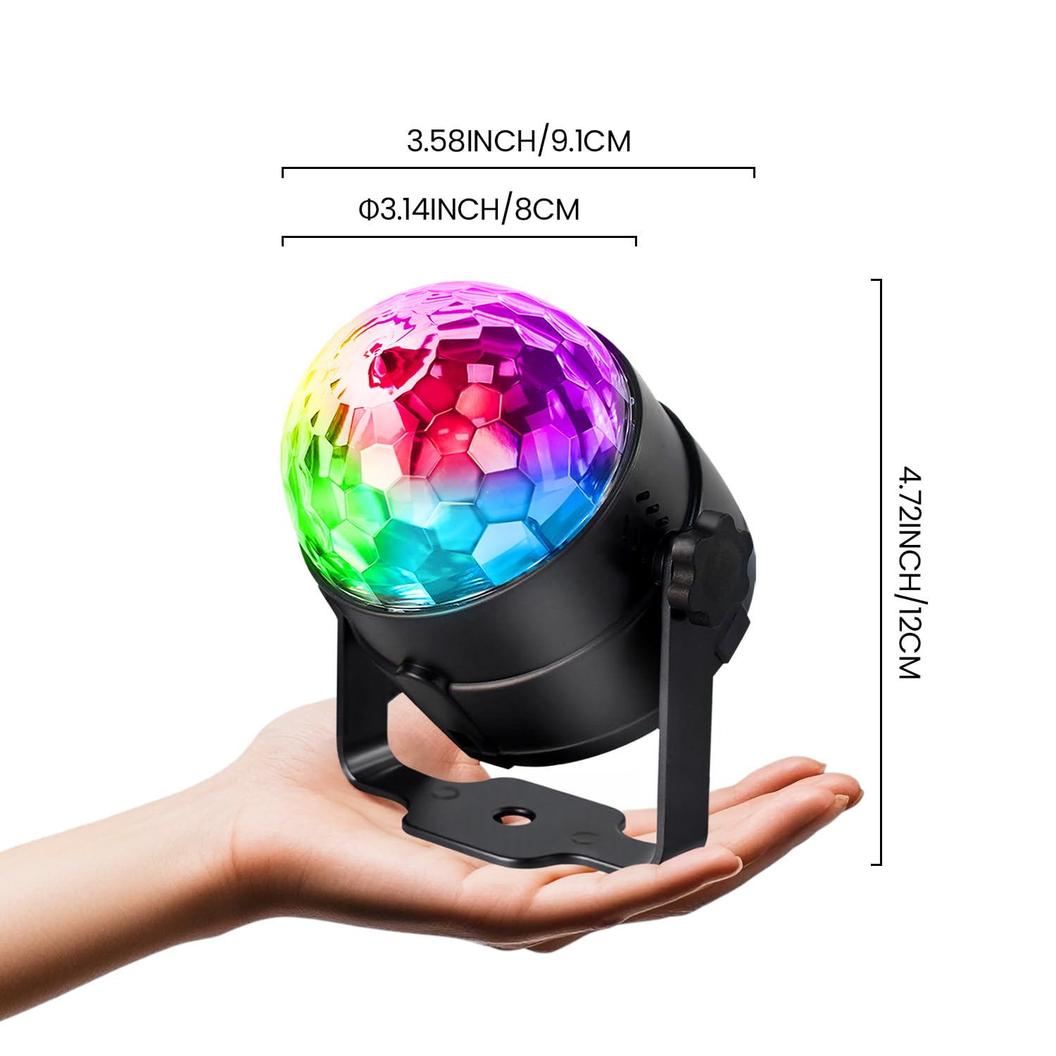 NEQUARE Disco Ball Strobe Lamp with Remote Control, 7 Modes, Black, 1 Pack, Sound Activated for Parties and Decorations