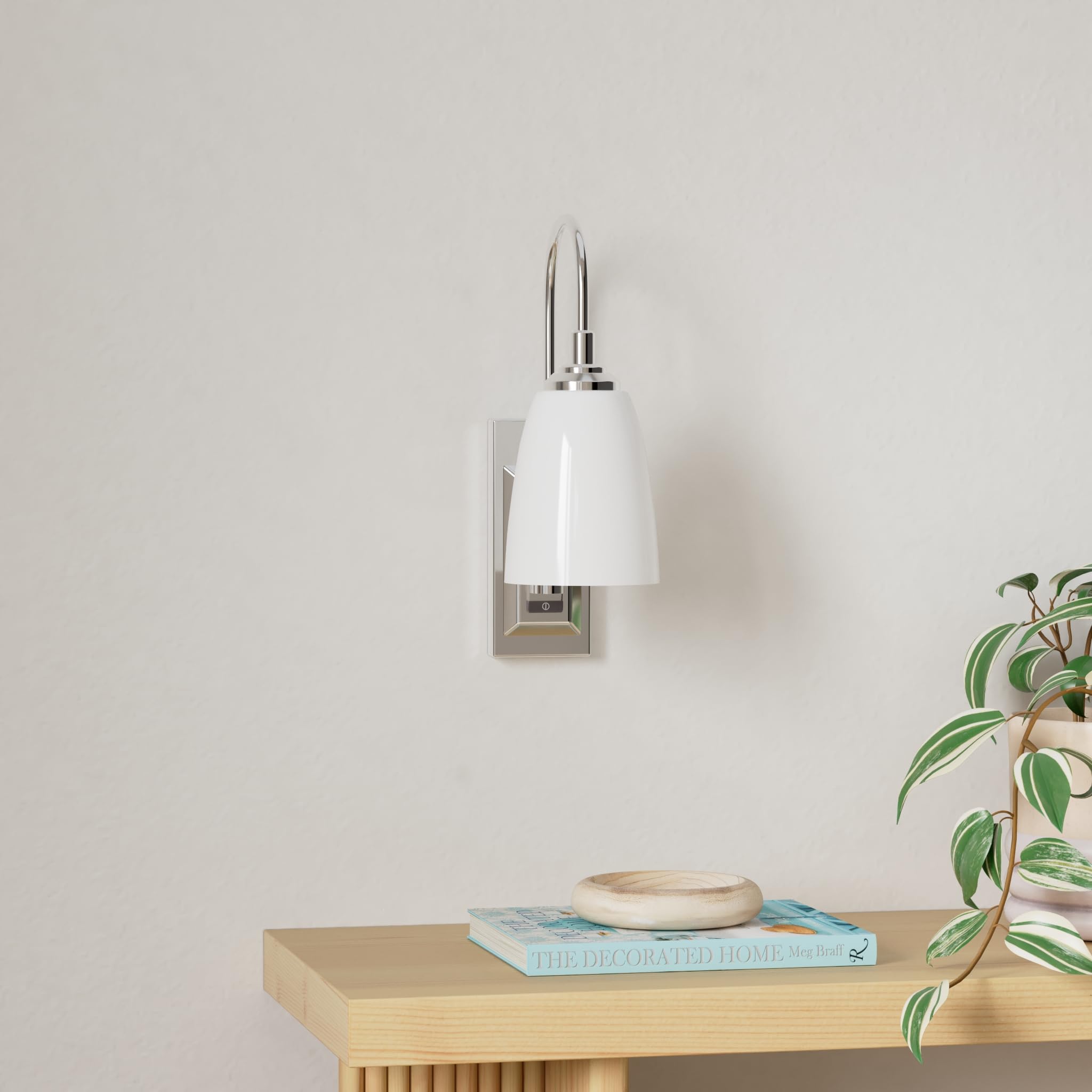 LUXSWAY Dimmable 12 Colors Changing Wall Lamp, Battery Operated Sconce for Bedroom & Hallway, Silver, Model DY780IR-12C-1