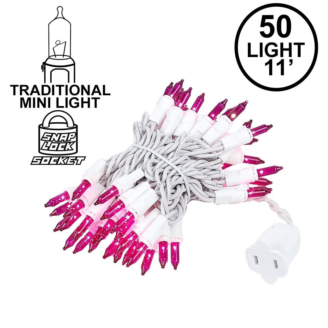 Novelty Lights 50 Bulb Mini Light String, Purple, 11 Feet, UL Listed, Connectable, Indoor/Outdoor, Model MRD-25B-2