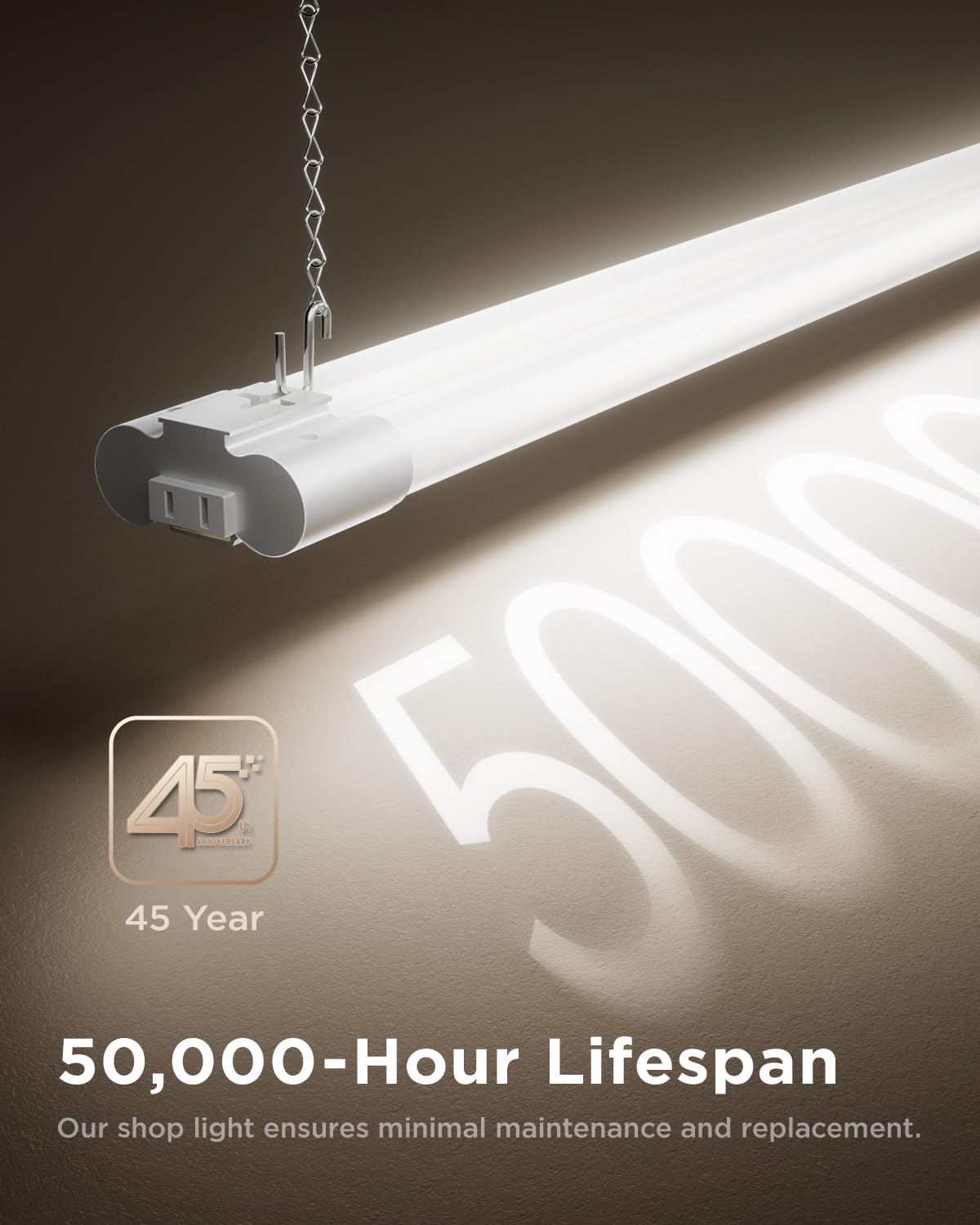 Sunco Linkable LED Shop Light, 4500 LM, 6000K, 4FT, White, 4 Pack, Model SH_F-WH-40W-6K-4