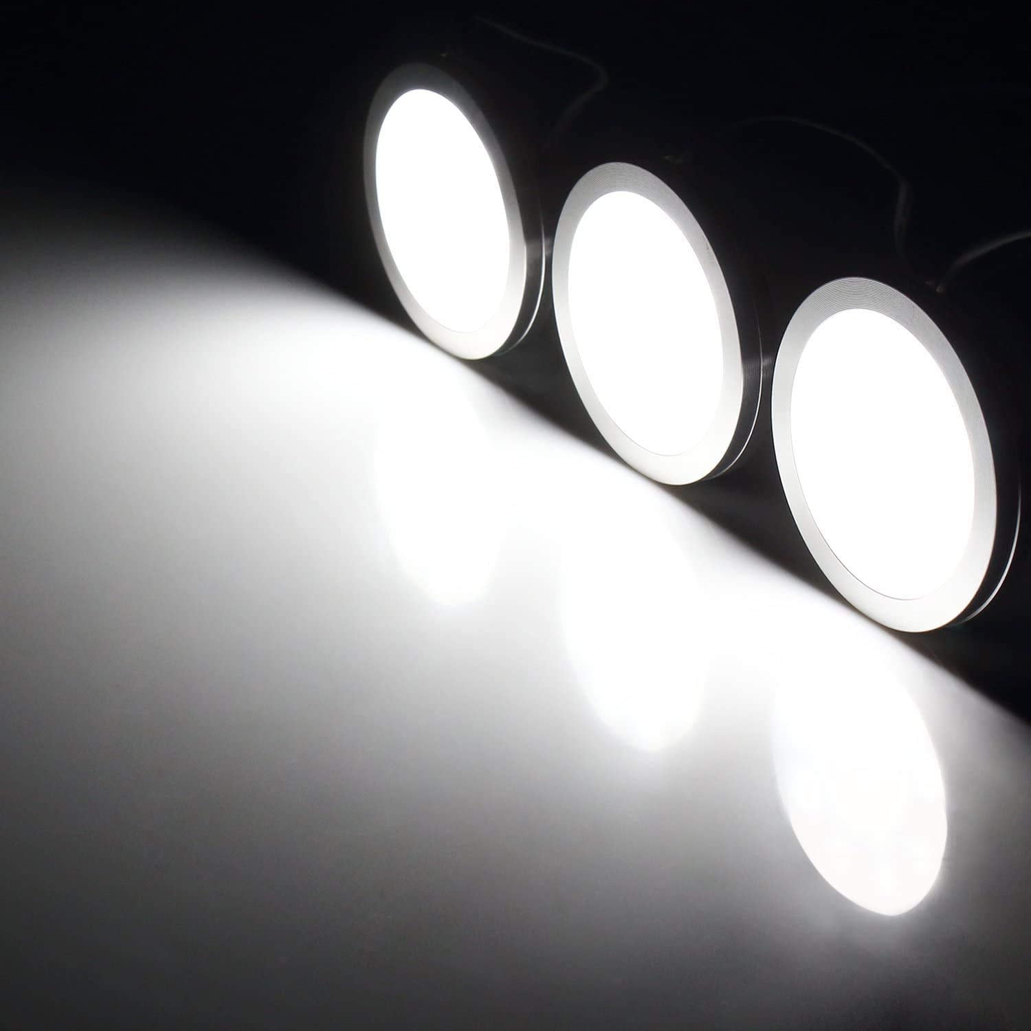 Cefrank LED Puck Lights Set of 6, Dimmable Under Cabinet Lighting, White, Model H9-108W