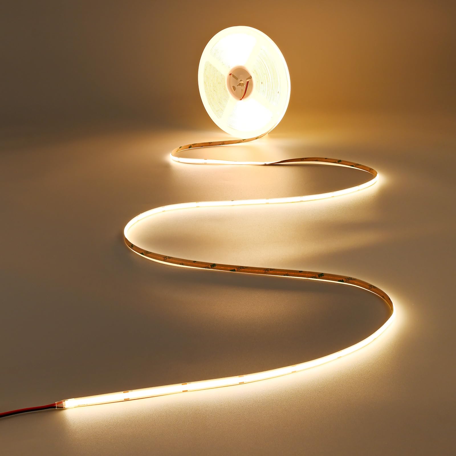 JOYLIT 49.2FT/15M COB LED Strip Lights 24V 3000K Warm White Indoor, 480LEDs/M High Density Spotless CRI 90+ Dimmable Flexible Ta