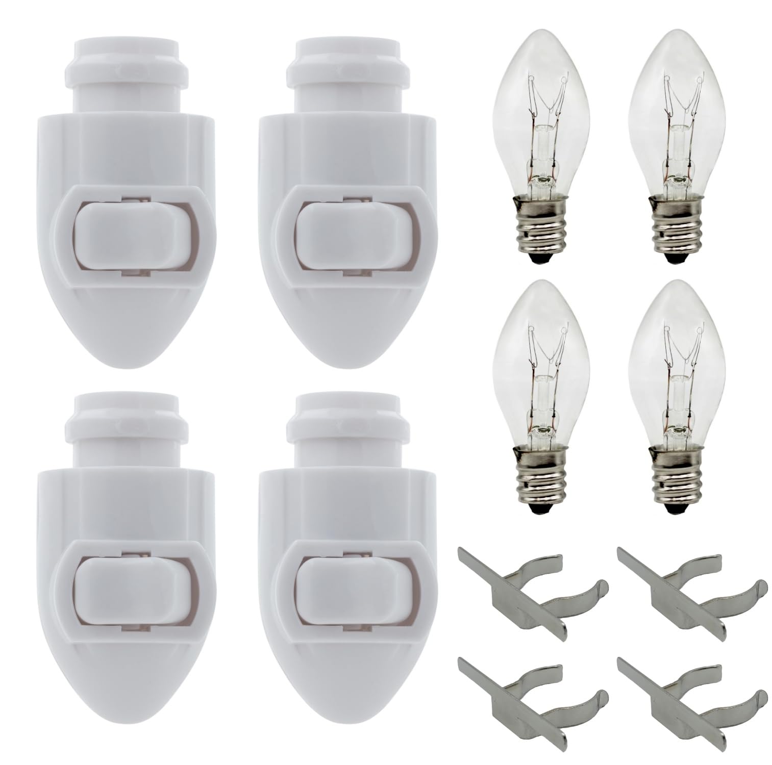 Creative Hobbies Night Light Module with 4 Bulbs & Clips, Plastic, White, Pack of 4