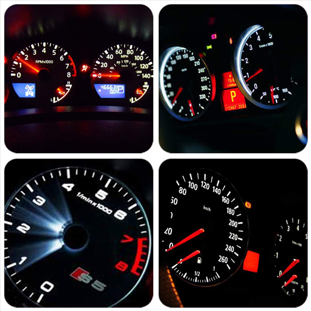 Wljh 6Pack White Dash Lights Pc74 Twist Locket Socket Wedge T5 Led Bulb 37 74 2721 3030Smd Dashboard Instrument Cluster Bulbs,Plug And Play