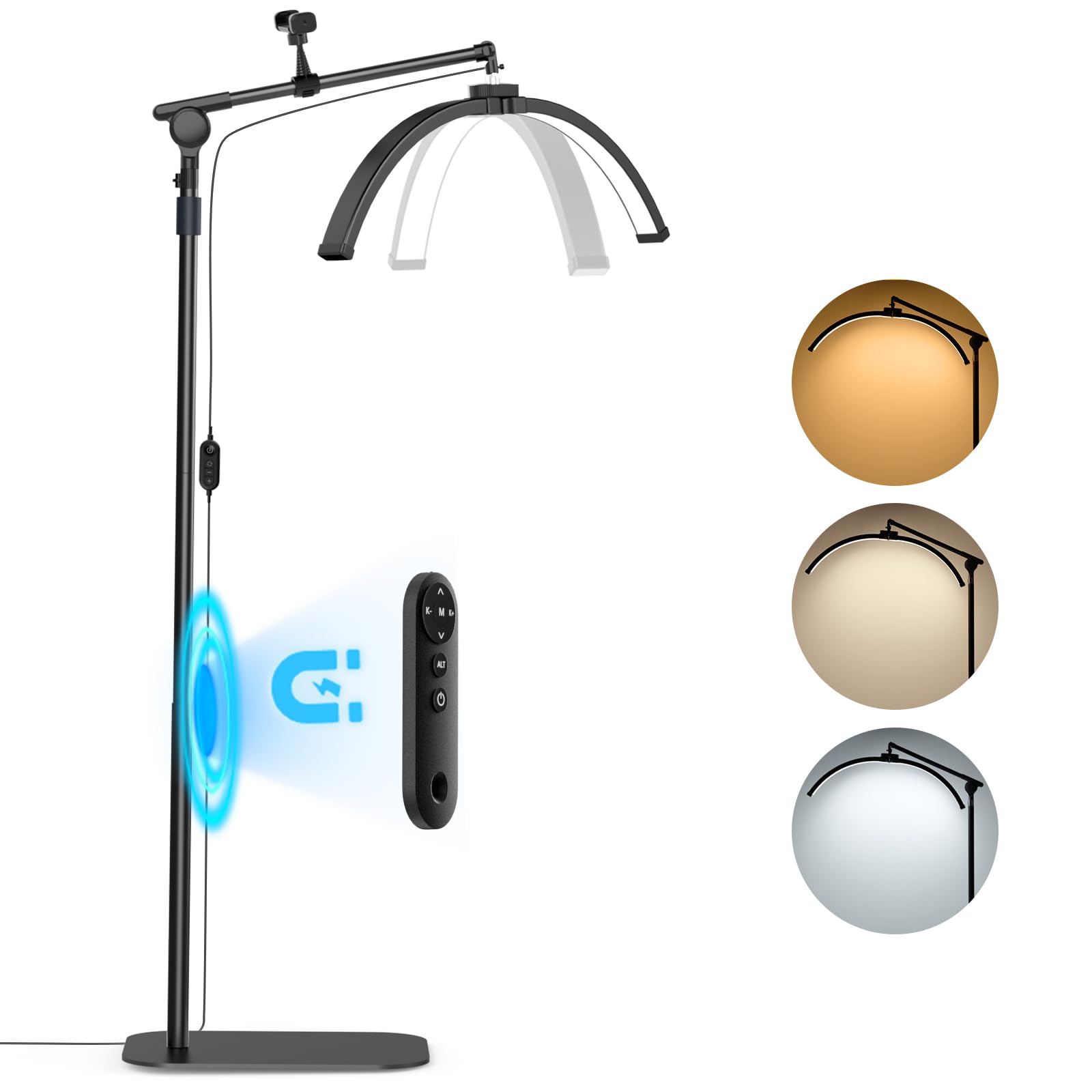 LASTAR Lash Lamp for Eyelash Tech, LED Half Moon Light for Eyelash Extensions & Tattoo Artists with Adjustable Brightness, Color