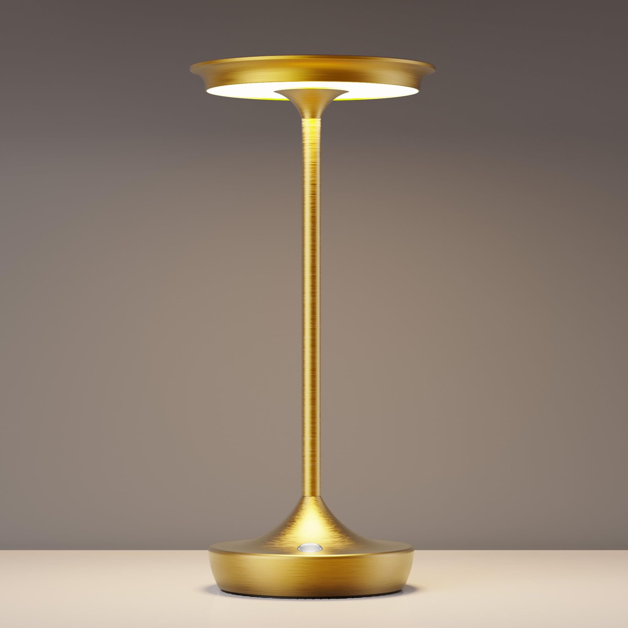 YHT Cordless Rechargeable Table Lamp, 6000mAh Battery, Waterproof, 3 Color Dimming, Gold, Model 825, 1 Pack