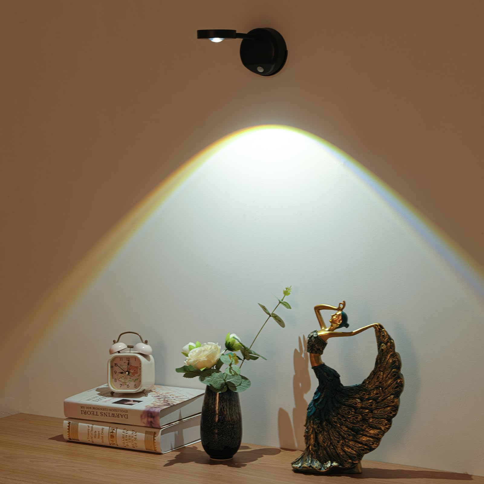 Yuewilai Wireless Picture Light Set of 2, Battery Operated, Motion Sensor, Remote Control, Stepless Dimming, Black - Model PLWL1