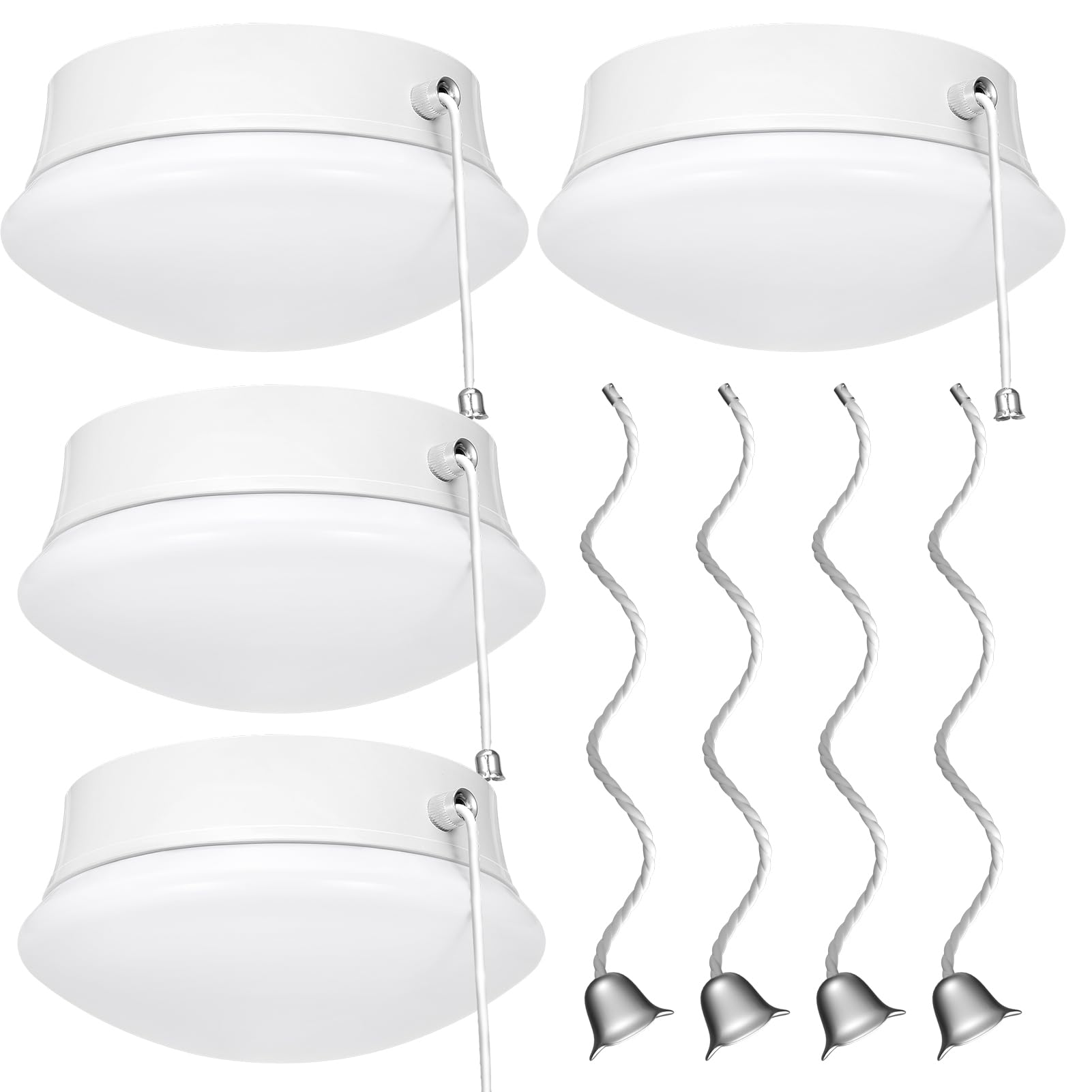 Lightdot 4 Pack 7  Modern Led Ceiling Light With Pull Chain 12W 4000K  1300Lm  125W E26 Bulb Replacement  Energy Saving Flush Mount Ceiling Lighting For Closets/Bedroom/Corridor