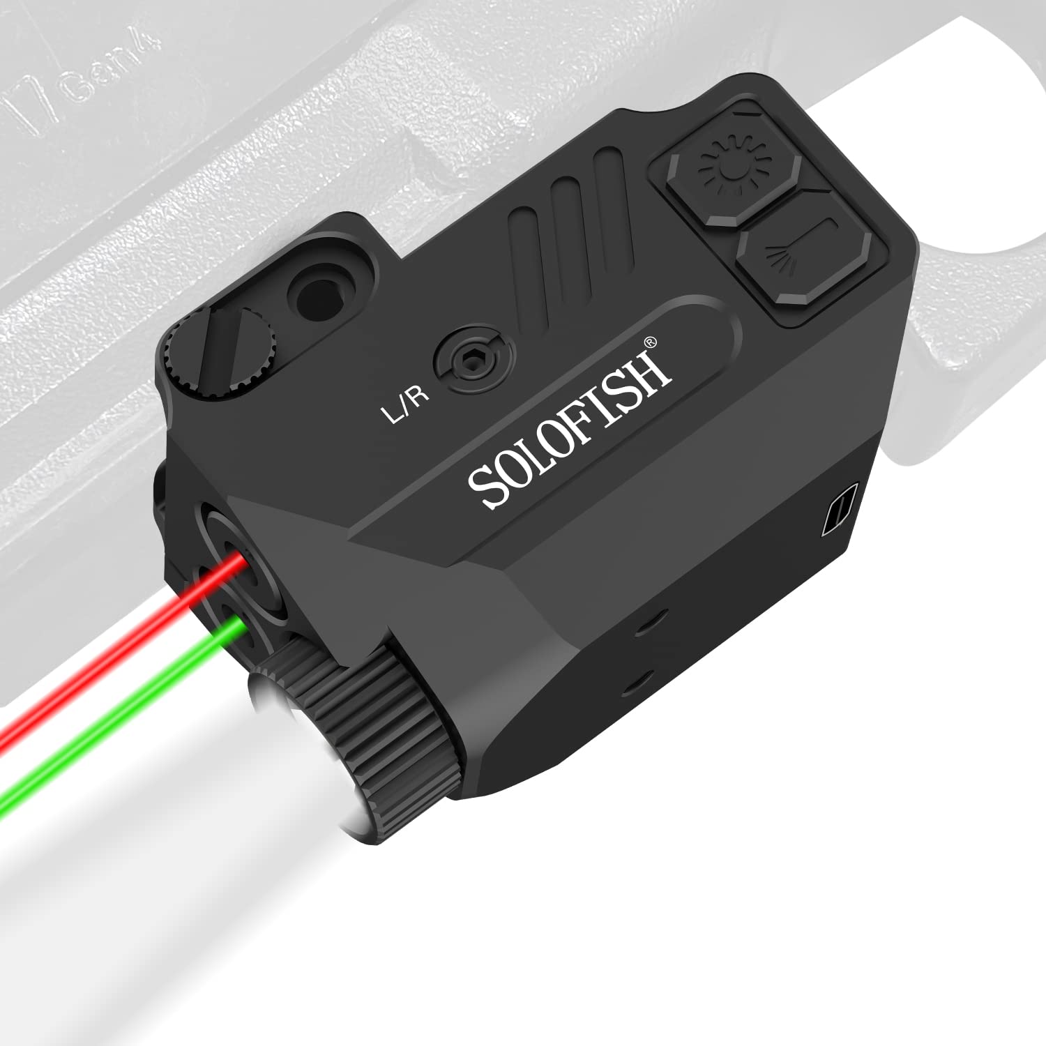 Solofish Handheld Toy Laser Light Combo Red Green Laser Beams for Launchers with Weaponlight Tactical Strobe HandLauncher Lights Laser Sight Compatible with Glock 19 Accessories