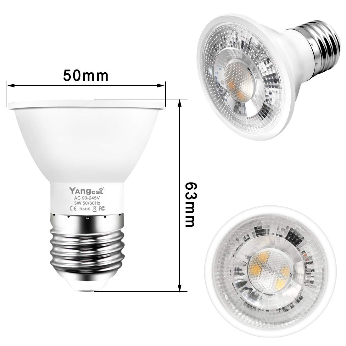 Yangcsl LED Color Changing RGB Light Bulb, 40W Equivalent, 400LM, E26, 6 Pack, White, with Remote and Memory Function