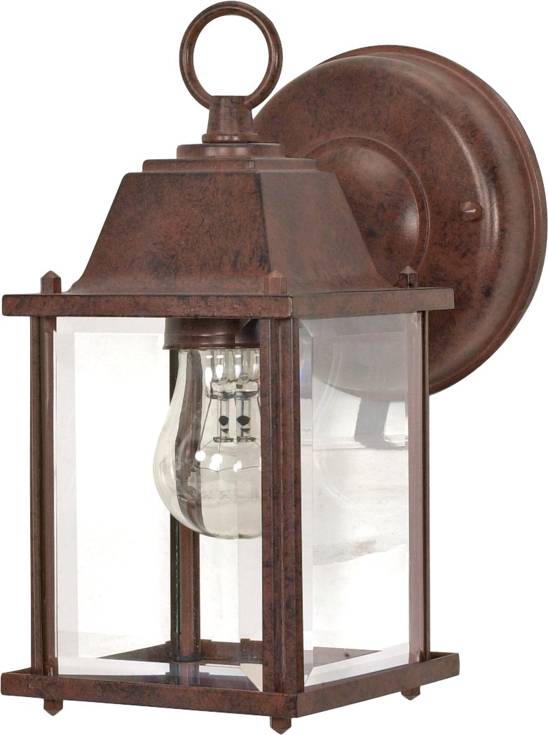 Nuvo 60/637 Old Cube Lantern with Clear Beveled Glass, with Old Bronze finish