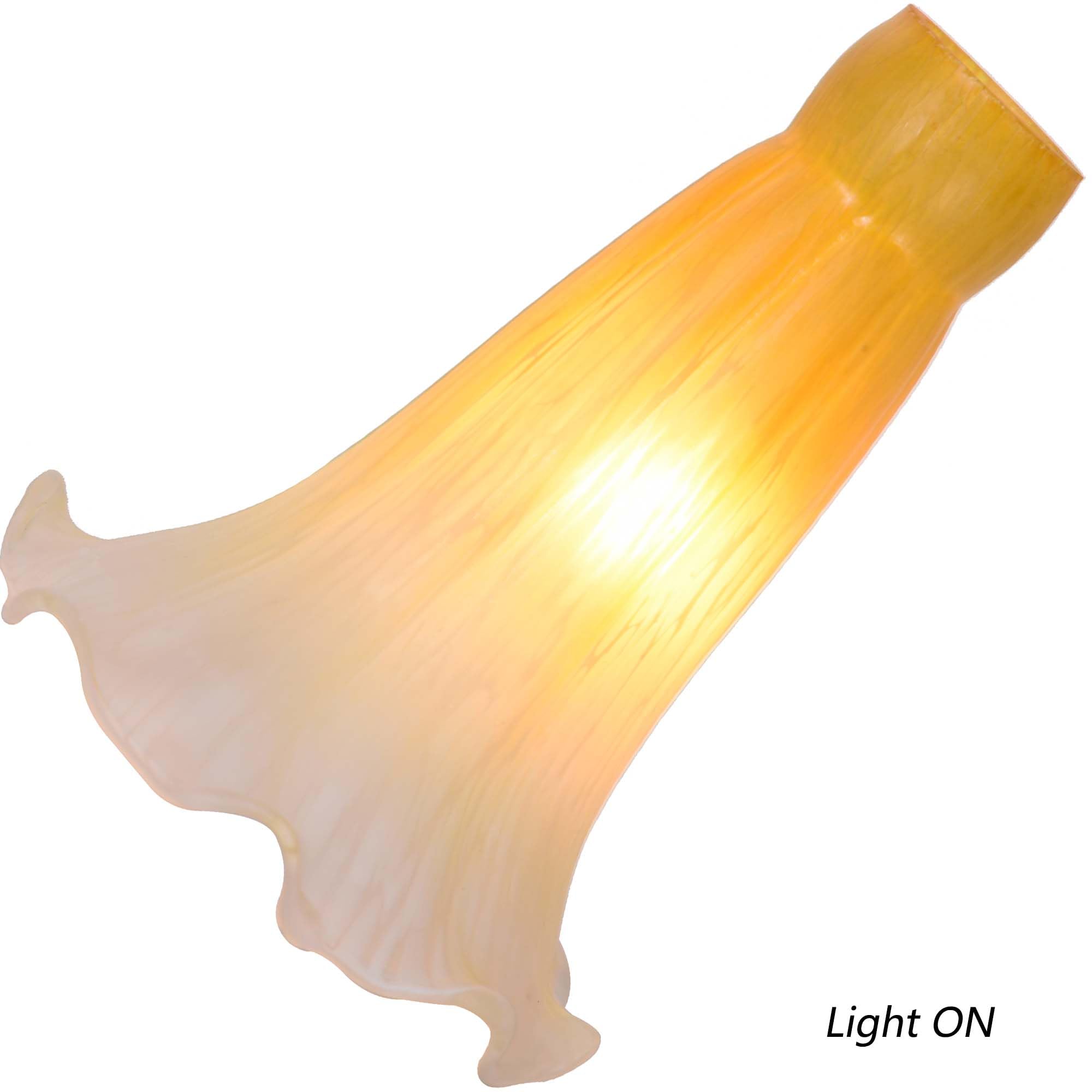 Bieye Ls19S Lily Flower Blown Glass Lampshade (Yellow White, Opening I.D. 0.87'' X O.D. 1'')