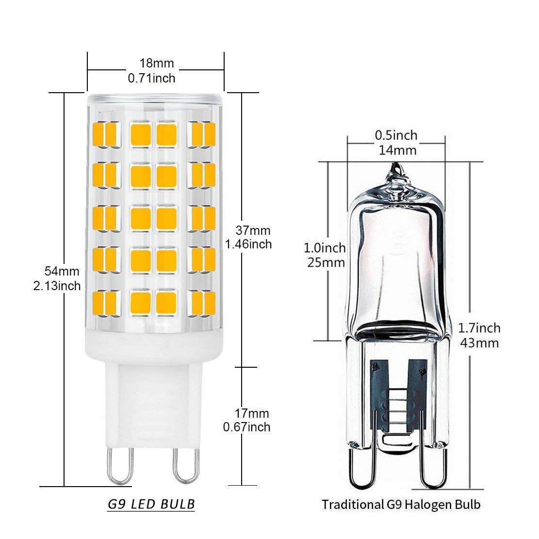 OHLGT G9 LED Bulbs 6W Dimmable Warm White 3000K 600LM Bi Pin 6 Pack