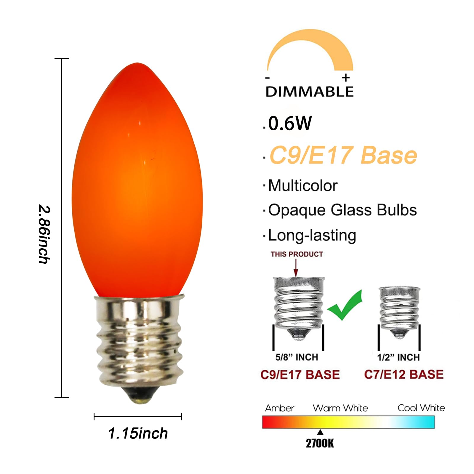 Goothy 25 Pack C9 Led Red Christmas Lights Bulbs, 0.6W Shatterproof Red C9 Replacment Bulbs For Christmas Outdoor Patio String L