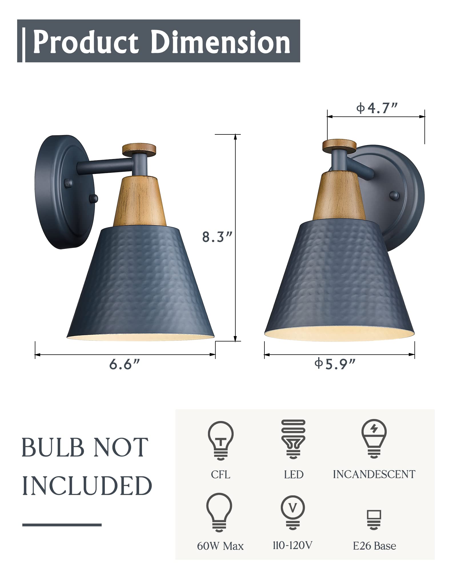 Femila 1-Light Wall Sconces, Modern Sconces Wall Lighting With Hammered Metal Shade, Bathroom Vanity Light Fixtures Wall Lamp Fo