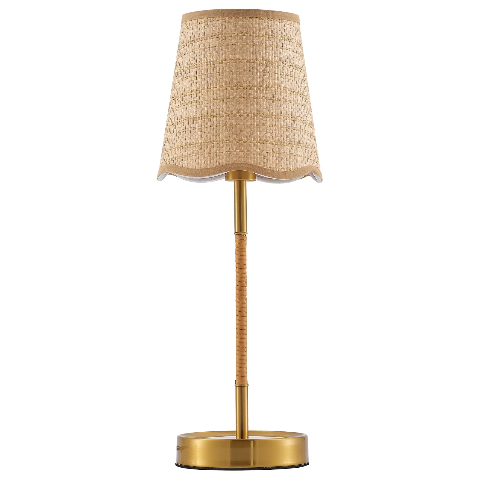 ELYCCUPA Boho Hand Woven Rattan Table Lamp Natural Wicker Desk Lamp Brass Table Lights for Bedsides Bedroom Table Top Home Offic