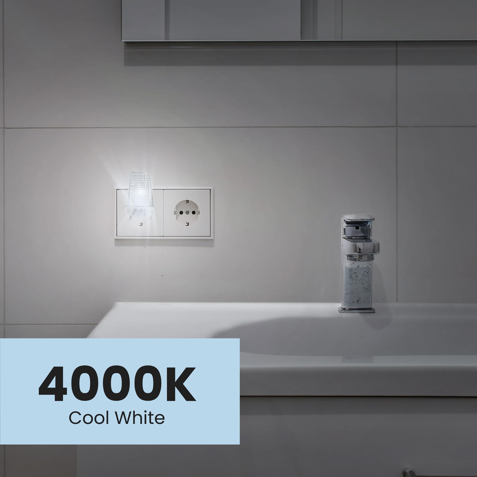 Feit Electric C7 LED Night Light Bulb, 0.6W, 4000K Cool White, Clear, 2 Count, Candelabra Base, Model BPC7/LED