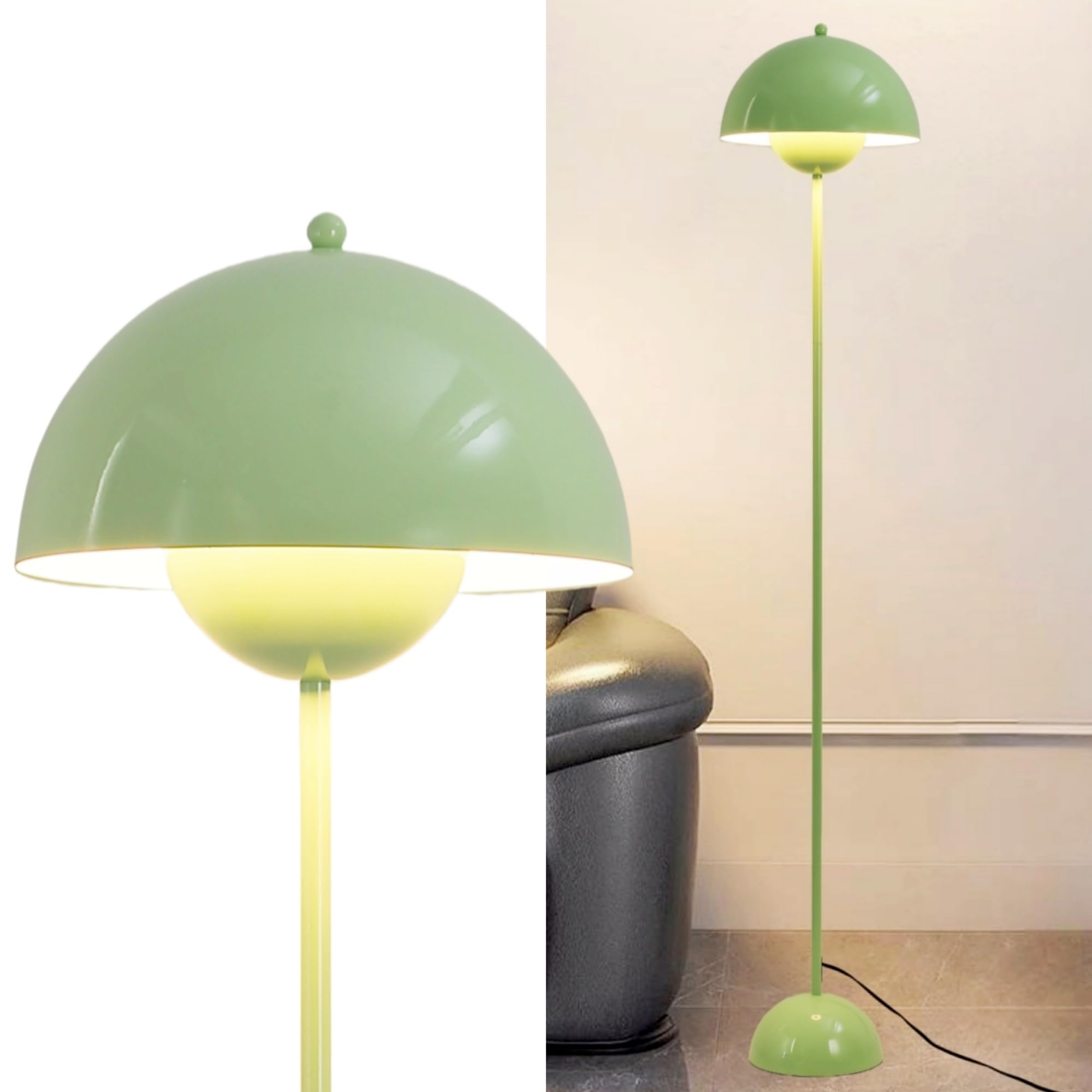 COSYLUX Modern Floor Lamp - Industrial Metal Shade, Pastel Green, Tall Standing Design for Living Room, Bedroom, Office, Nursery, Corner